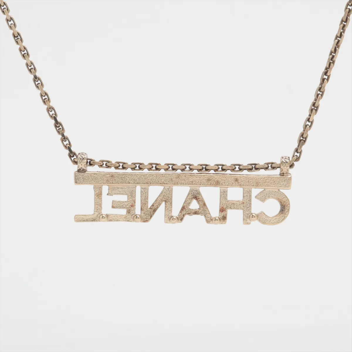 logo C22S necklace, GP x rhinestone, gold, — view 2