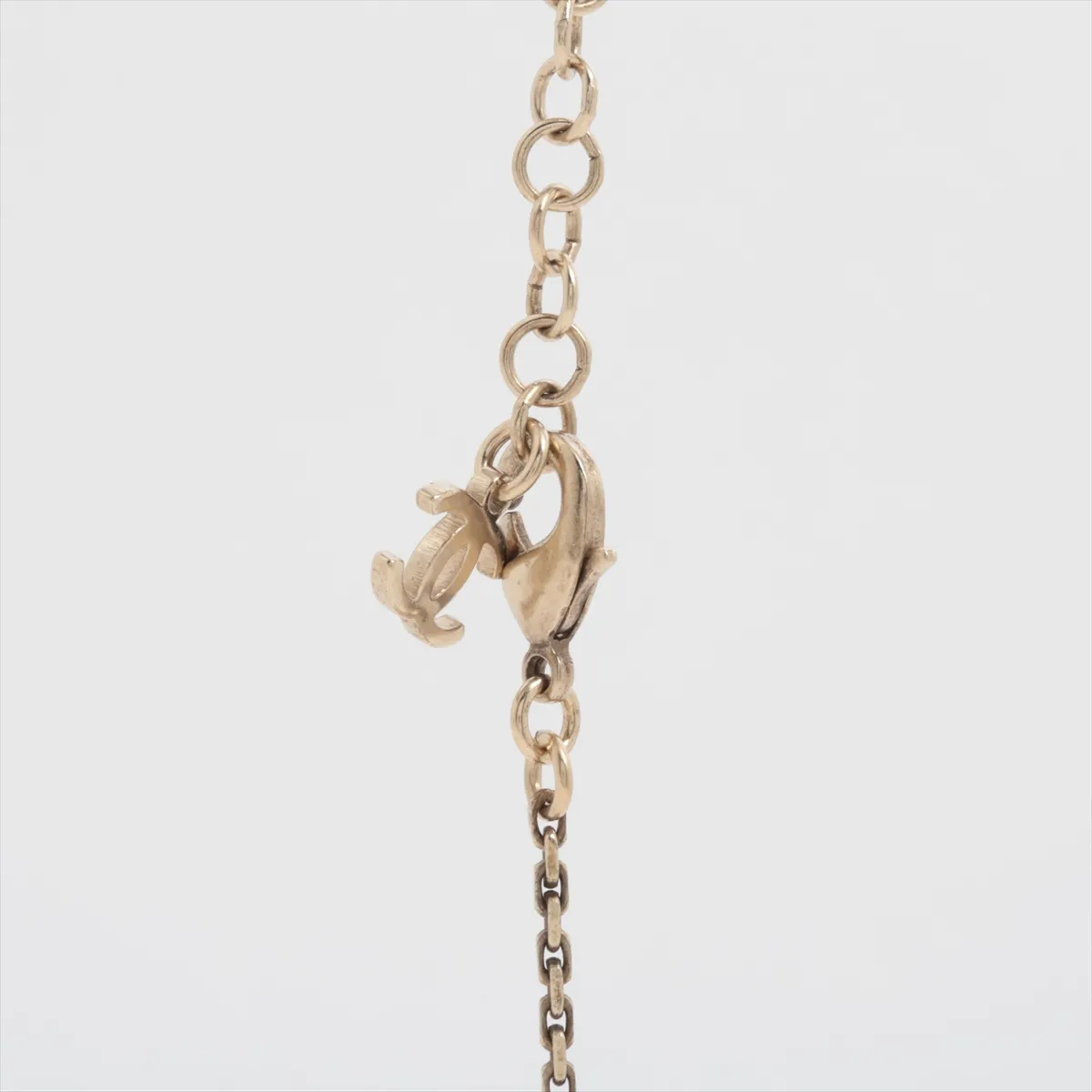 logo C22S necklace, GP x rhinestone, gold, — view 3