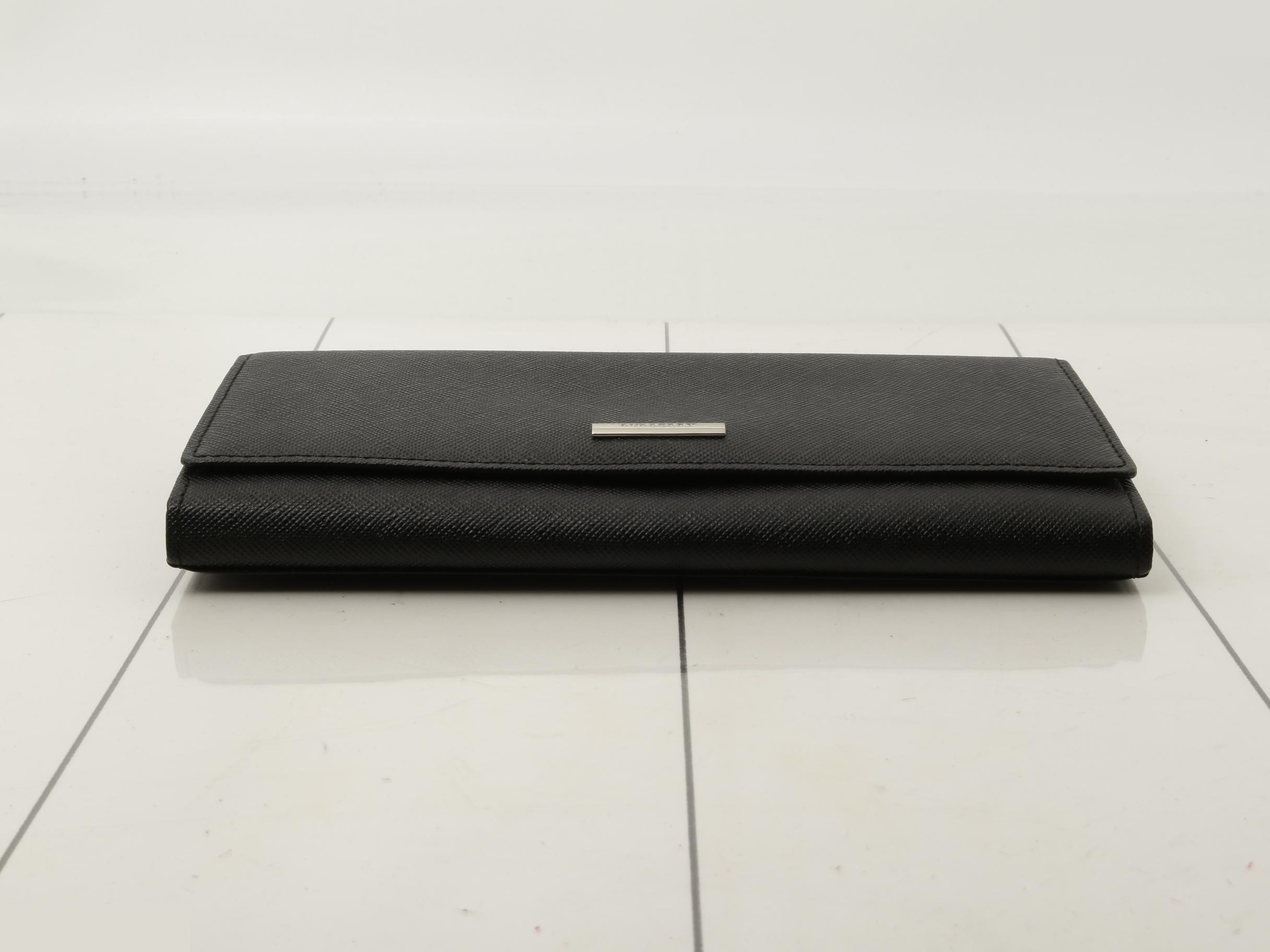 Leather Long Wallet, Black — view 3