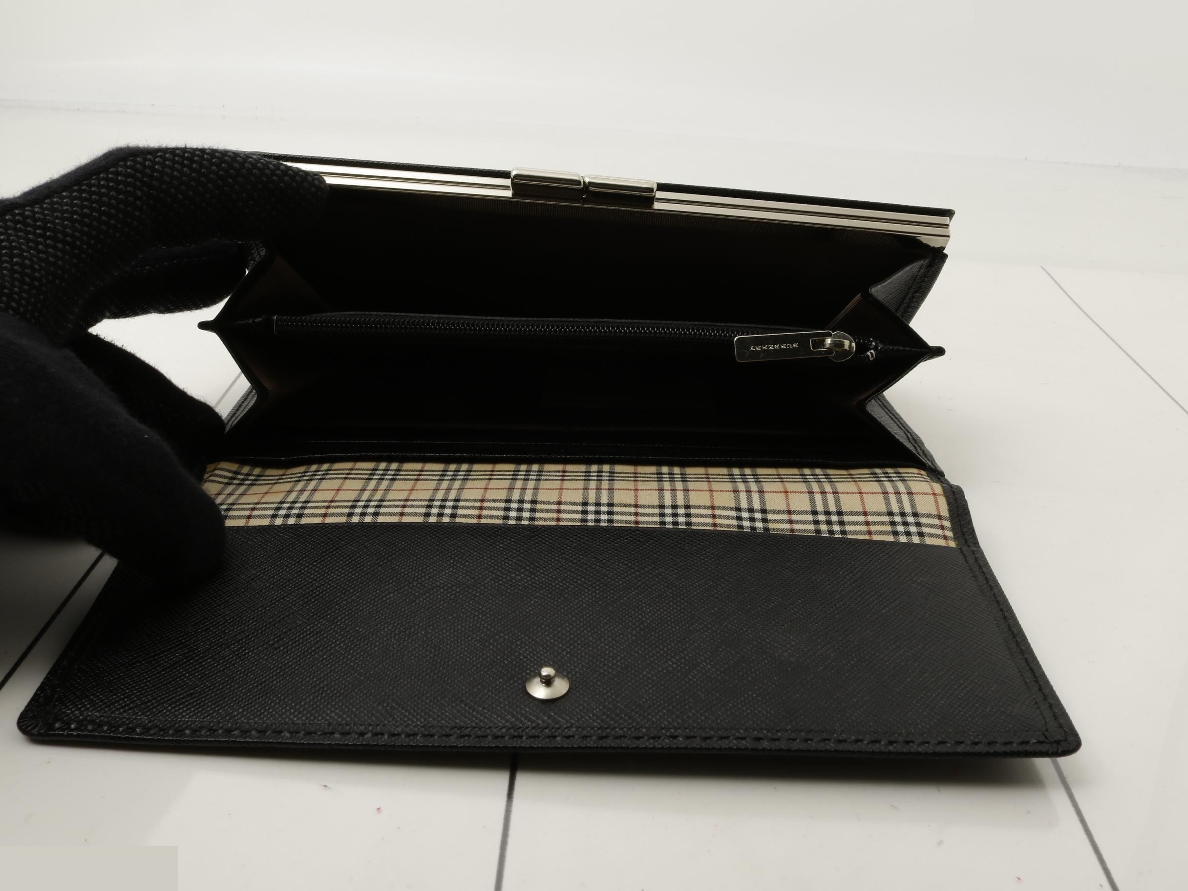 Leather Long Wallet, Black — view 4