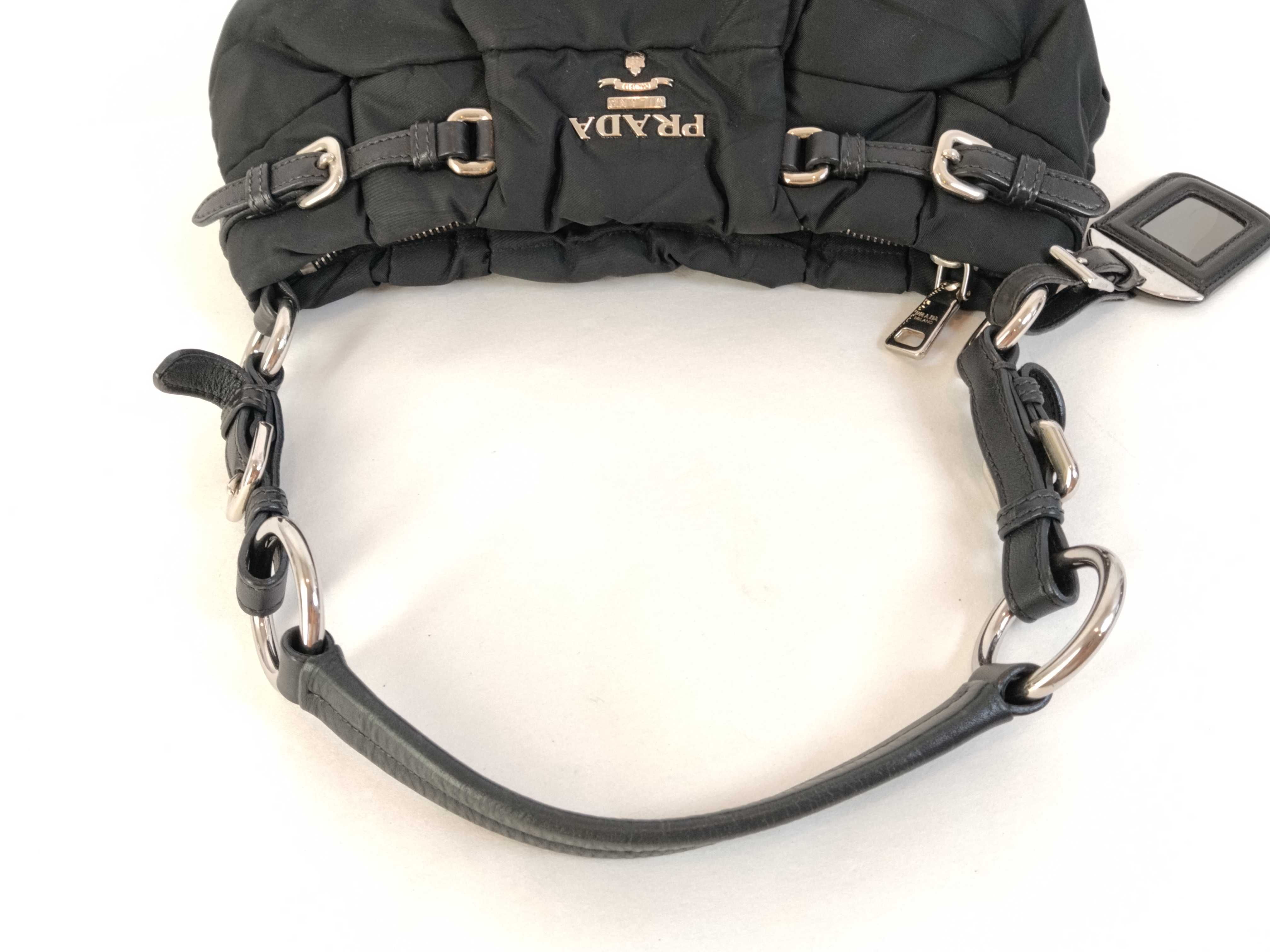 Nylon Prada Nylon x Leather Black One Shoulder Bag — view 3