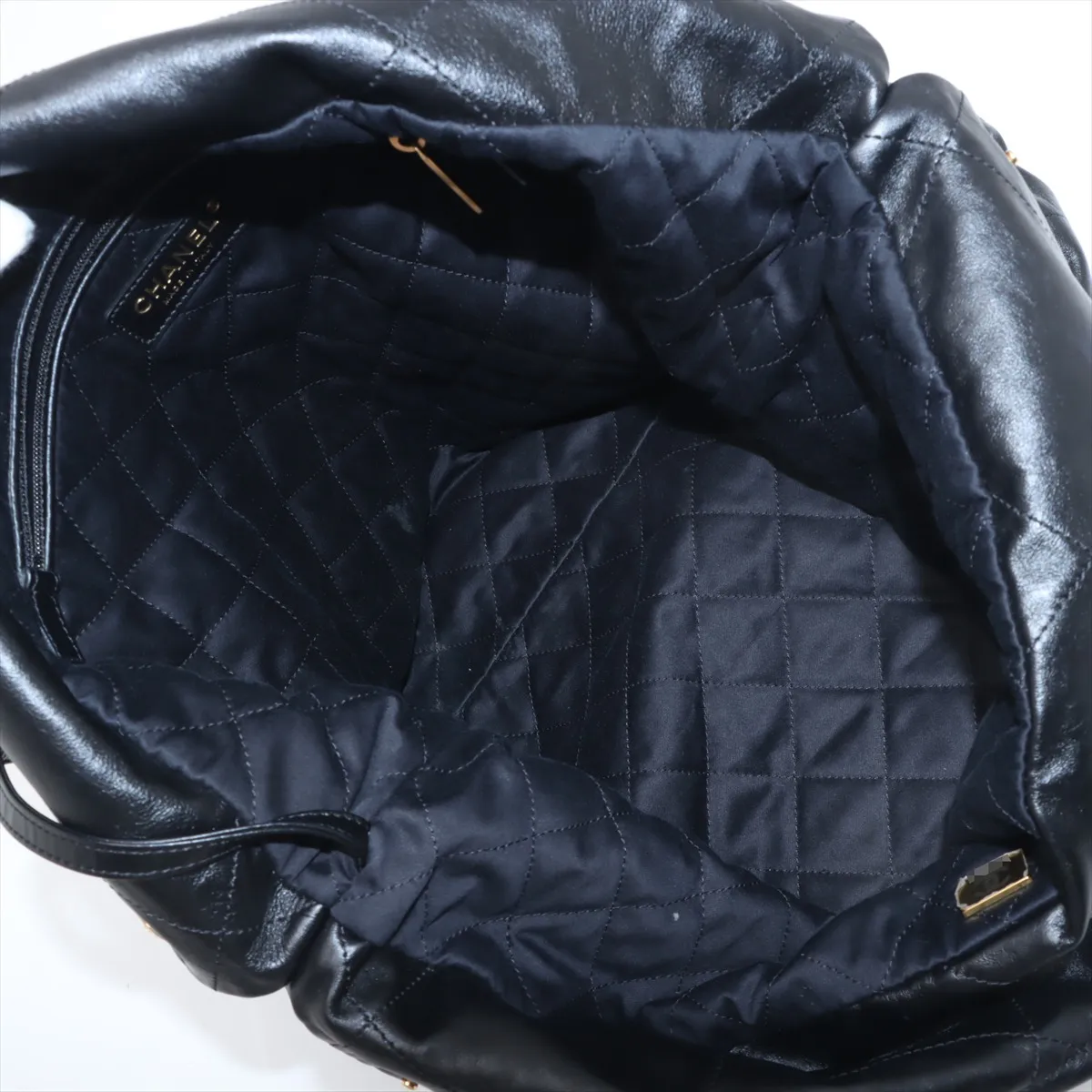 [Individually wrapped] Chanel 22 Large Calfskin Chain Shoulder Bag Black Gold Hardware KNC02KH5 Random Plate — view 7