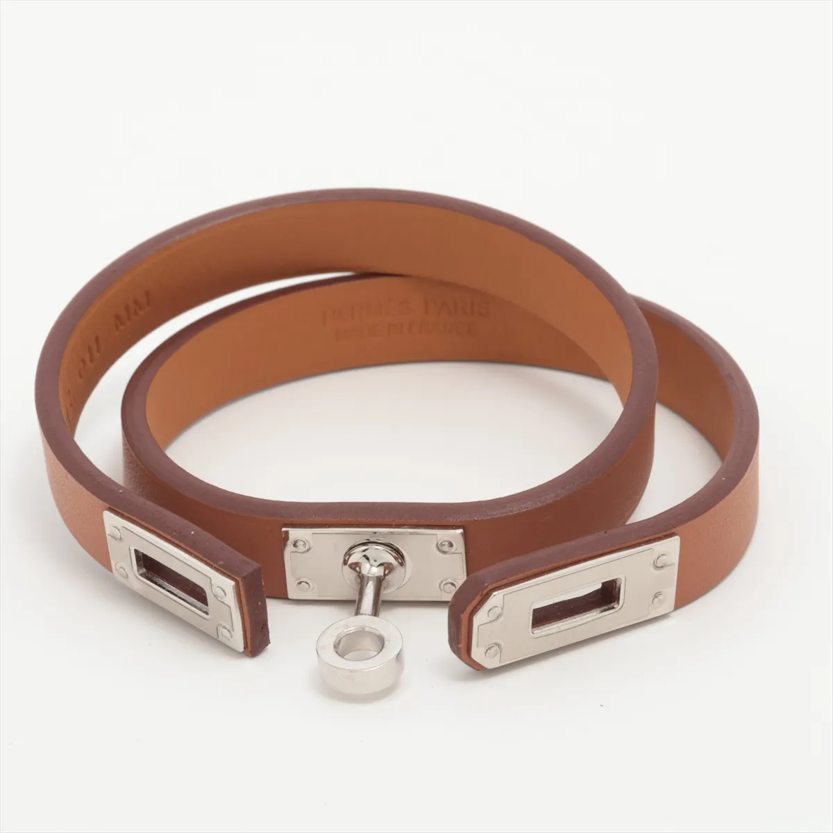 Mini Kelly Double Tour Z:2021 Bracelet T1 GP x Leather Silver x Gold Thread — view 5