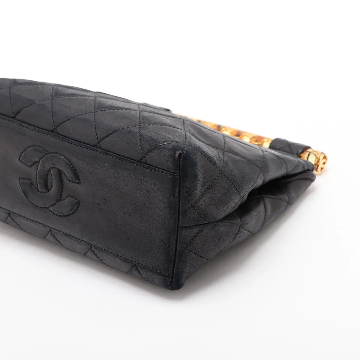 Matelassé Lambskin Clutch Bag, Black with Gold Hardware, Item No. 1723276 — view 3