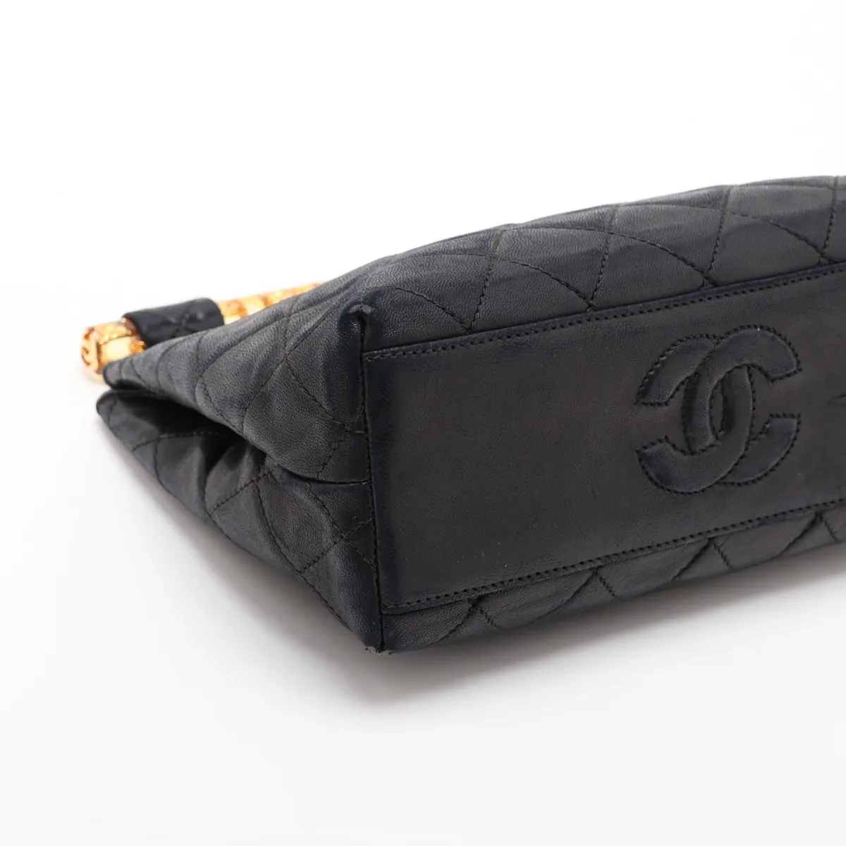 Matelassé Lambskin Clutch Bag, Black with Gold Hardware, Item No. 1723276 — view 4