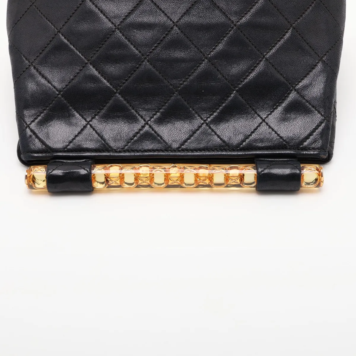 Matelassé Lambskin Clutch Bag, Black with Gold Hardware, Item No. 1723276 — view 5