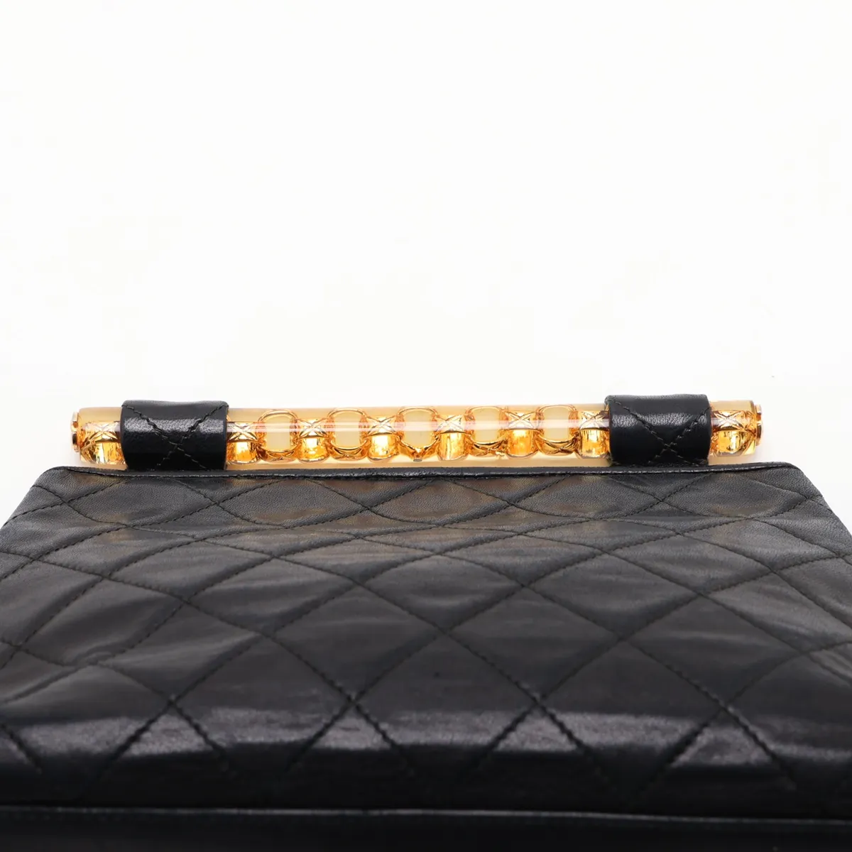 Matelassé Lambskin Clutch Bag, Black with Gold Hardware, Item No. 1723276 — view 6