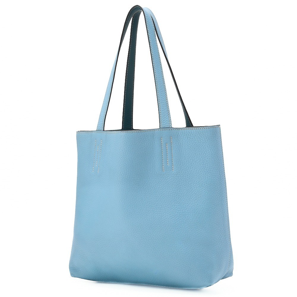 Double Sens 28 Tote Bag, Bicolor, Green x Blue, A Stamp — view 4