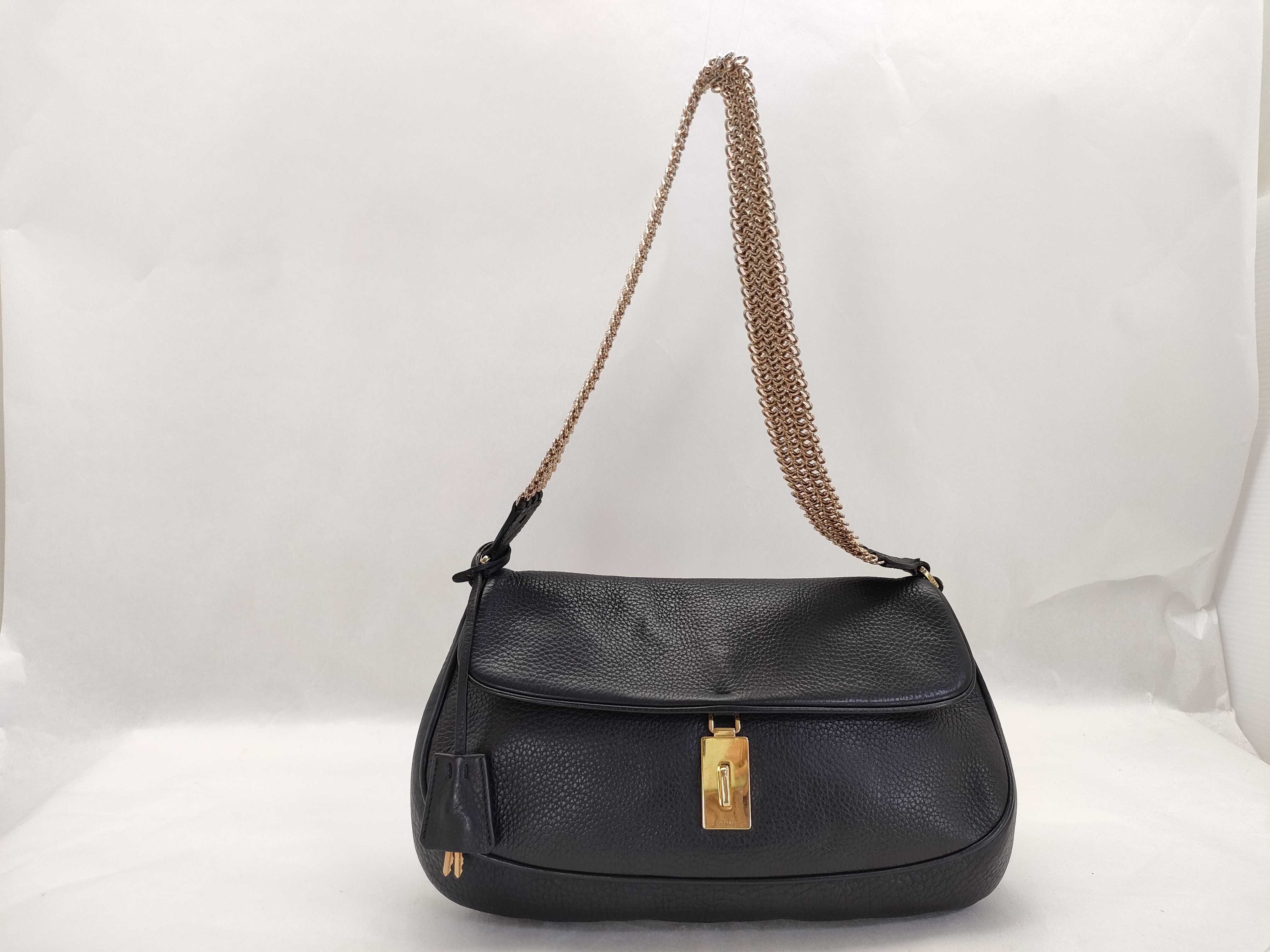 grained leather gold chain turnlock key clochette black one-shoulder bag handbag shoulder bag