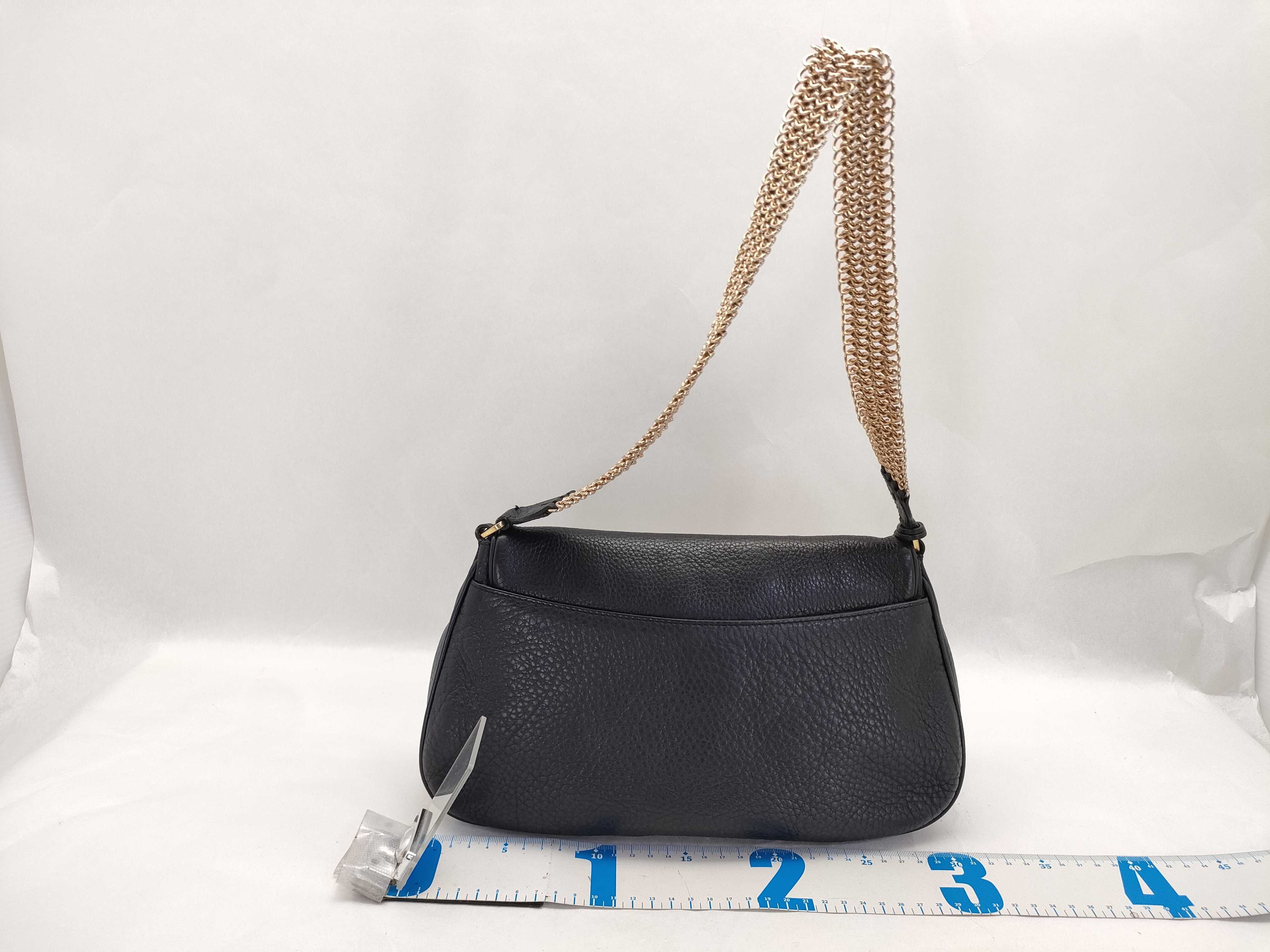 grained leather gold chain turnlock key clochette black one-shoulder bag handbag shoulder bag — view 2