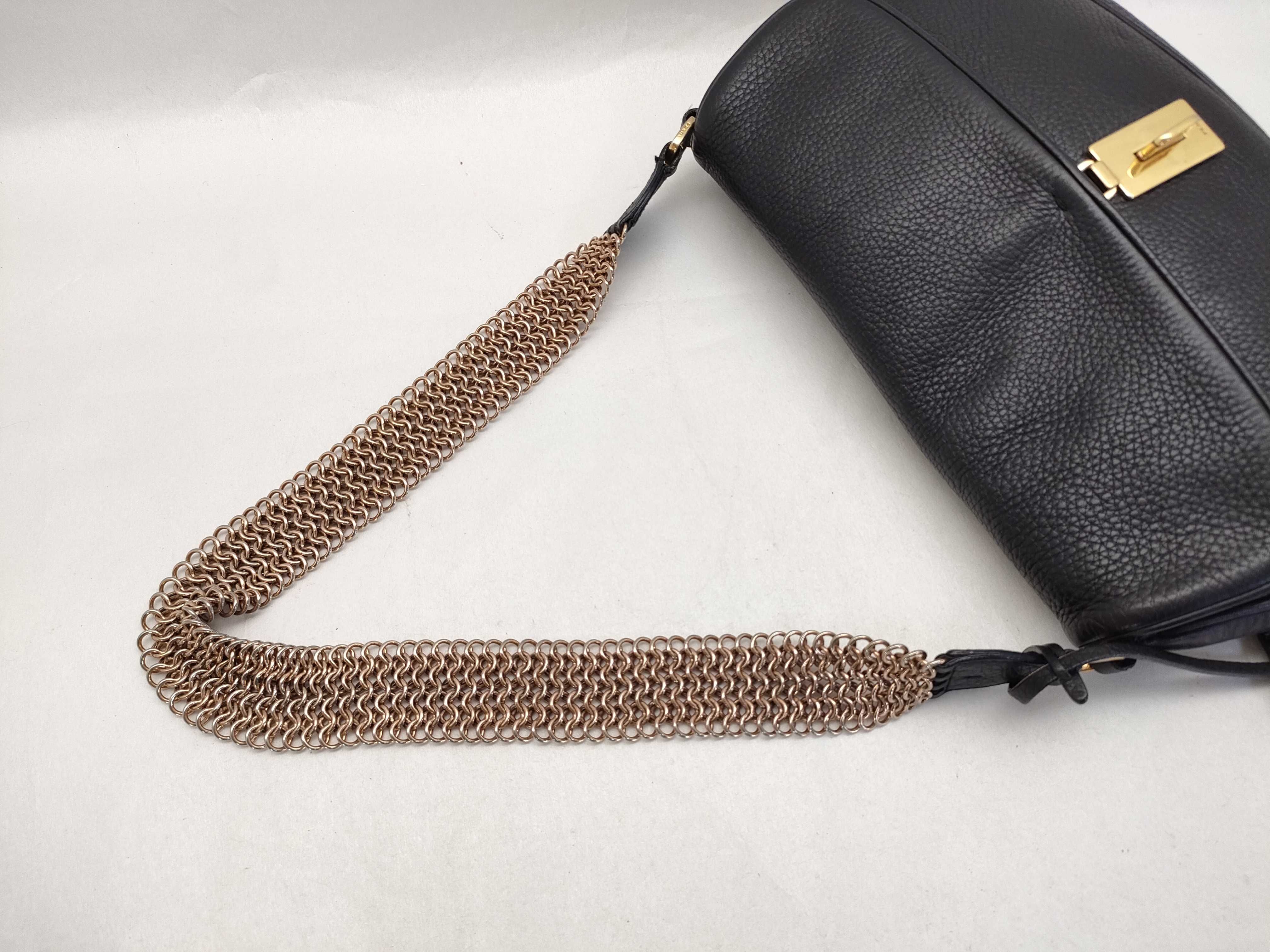 grained leather gold chain turnlock key clochette black one-shoulder bag handbag shoulder bag — view 3