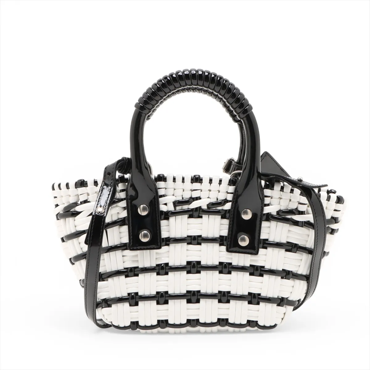 Bistro XXS Enamel 2WAY Handbag Black x White 678028 — view 2
