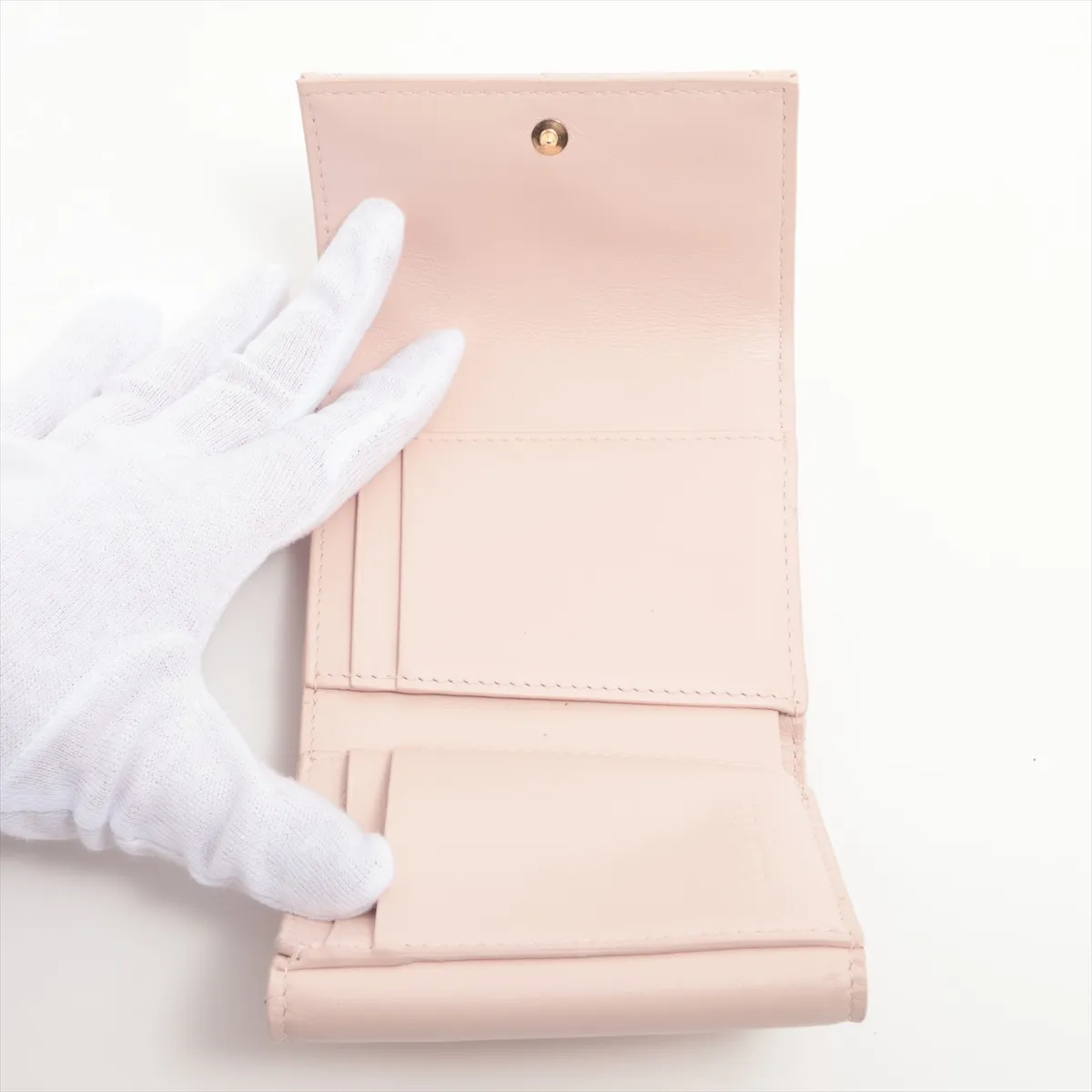 Lady Dior Cannage Patent Leather Compact Wallet Pink — view 5