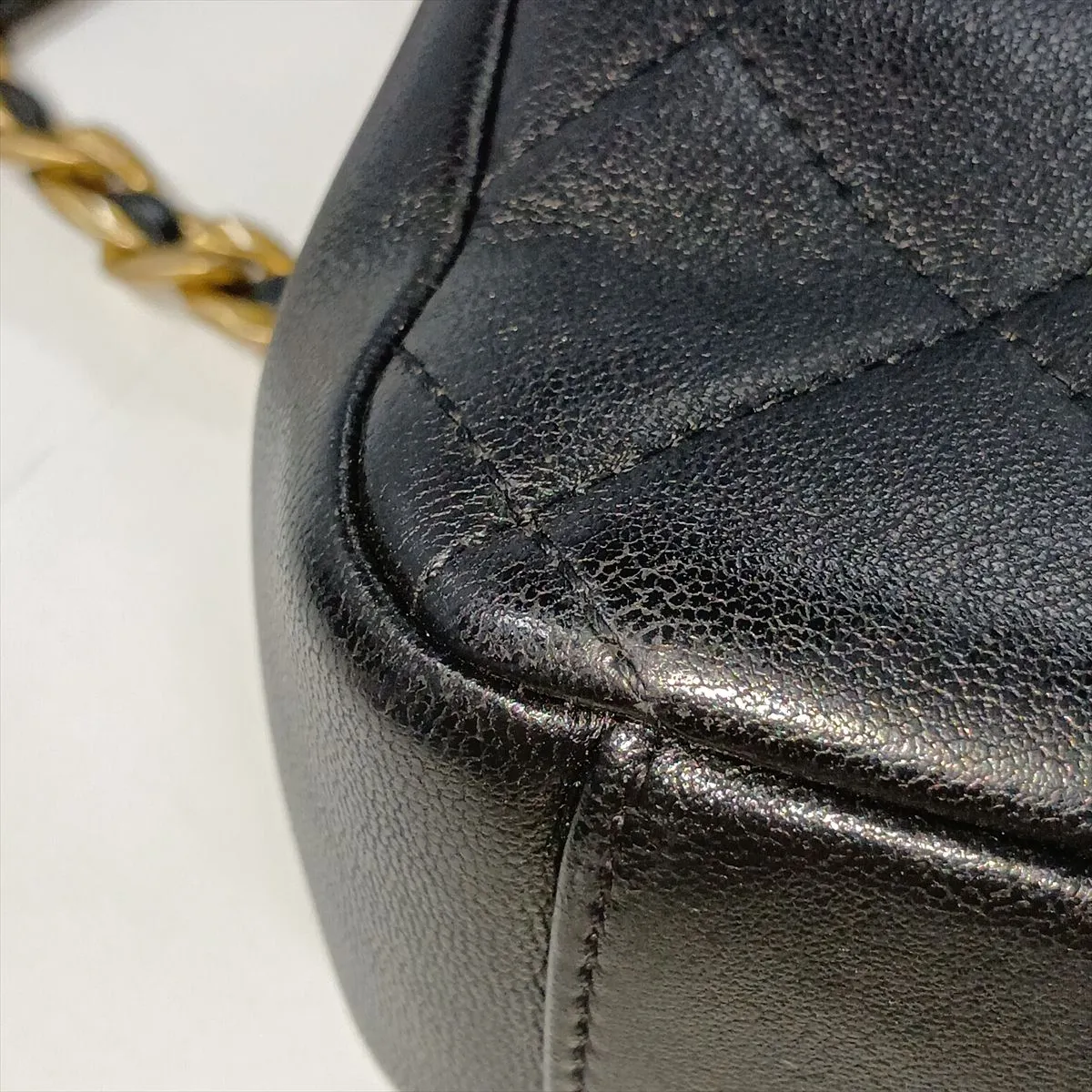 Matelassé Lambskin 2-Way Handbag, Black with Gold Hardware, 30911216 (Serial Number in the 30s) — view 13