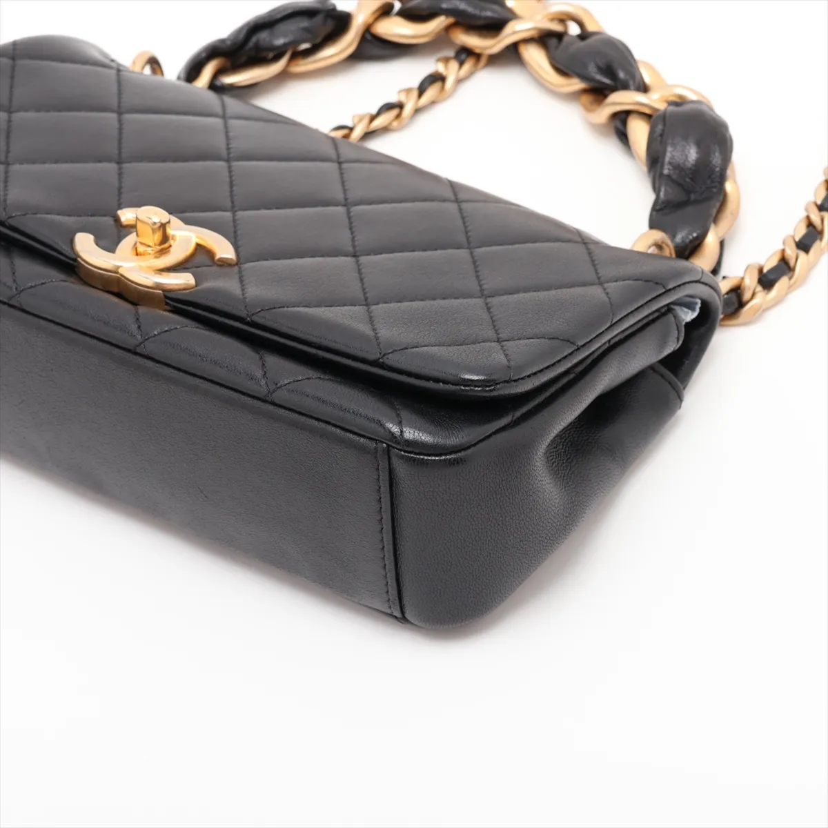 Matelassé Lambskin 2-Way Handbag, Black with Gold Hardware, 30911216 (Serial Number in the 30s) — view 3
