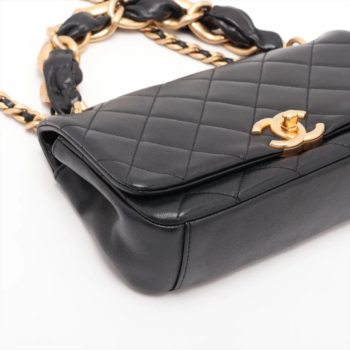 Matelassé Lambskin 2-Way Handbag, Black with Gold Hardware, 30911216 (Serial Number in the 30s) — view 4