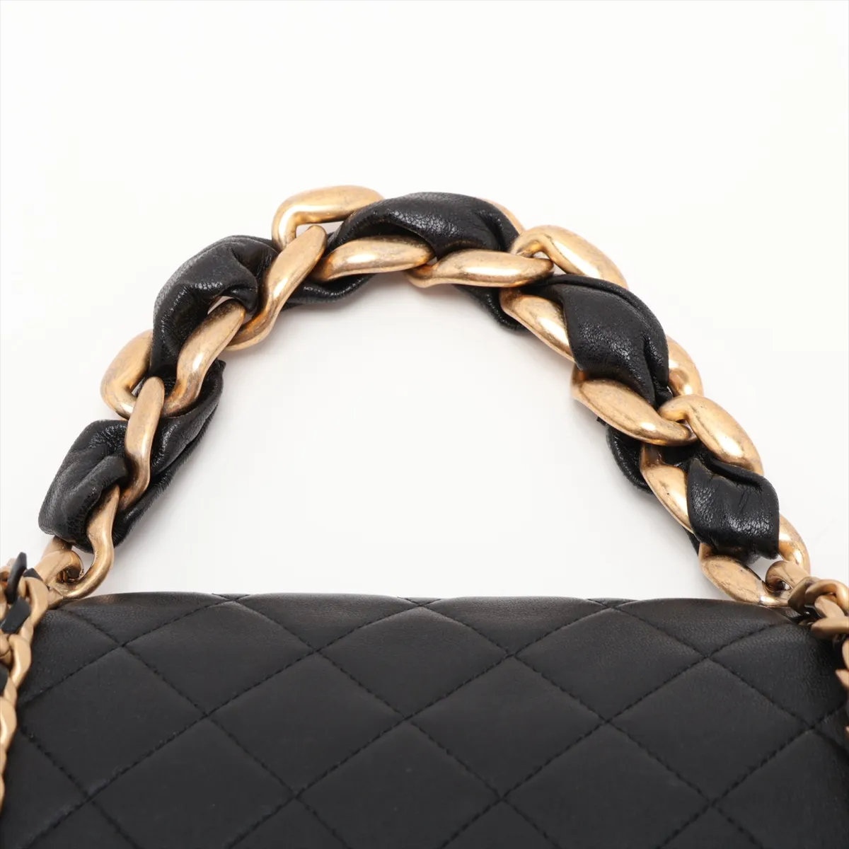 Matelassé Lambskin 2-Way Handbag, Black with Gold Hardware, 30911216 (Serial Number in the 30s) — view 6