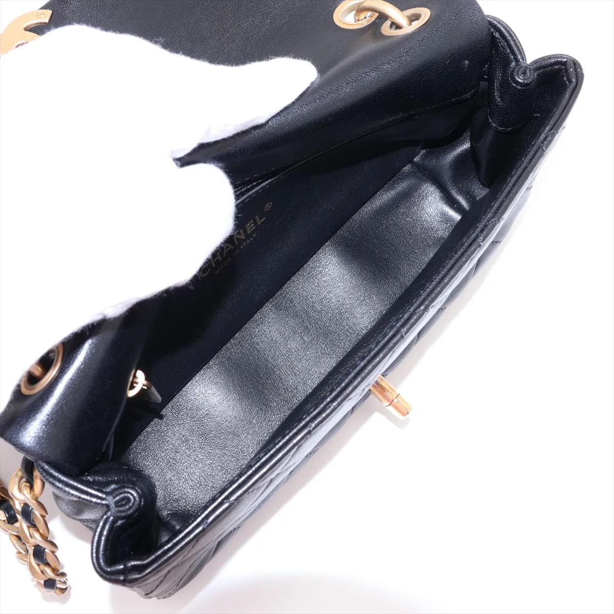 Matelassé Lambskin 2-Way Handbag, Black with Gold Hardware, 30911216 (Serial Number in the 30s) — view 8
