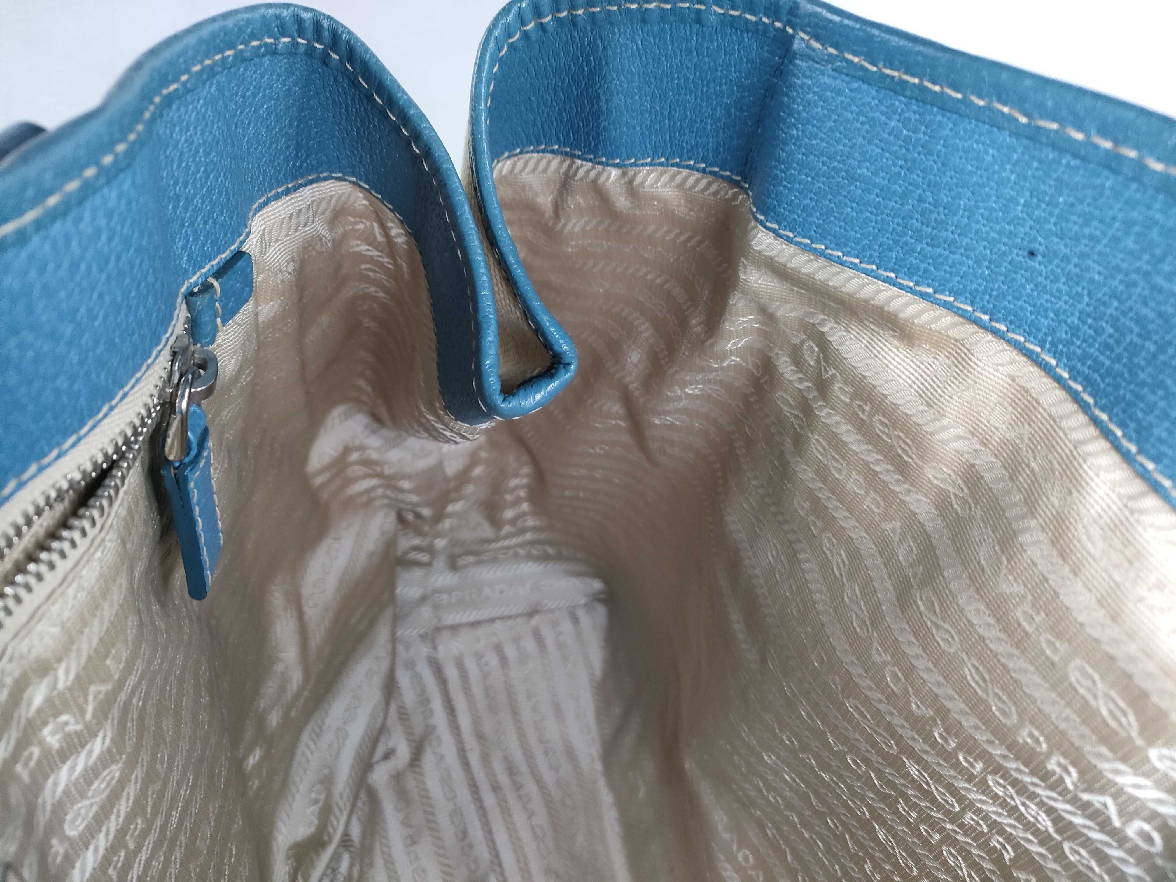 Canvas x Leather Tote Bag Blue Tote Bag — view 11