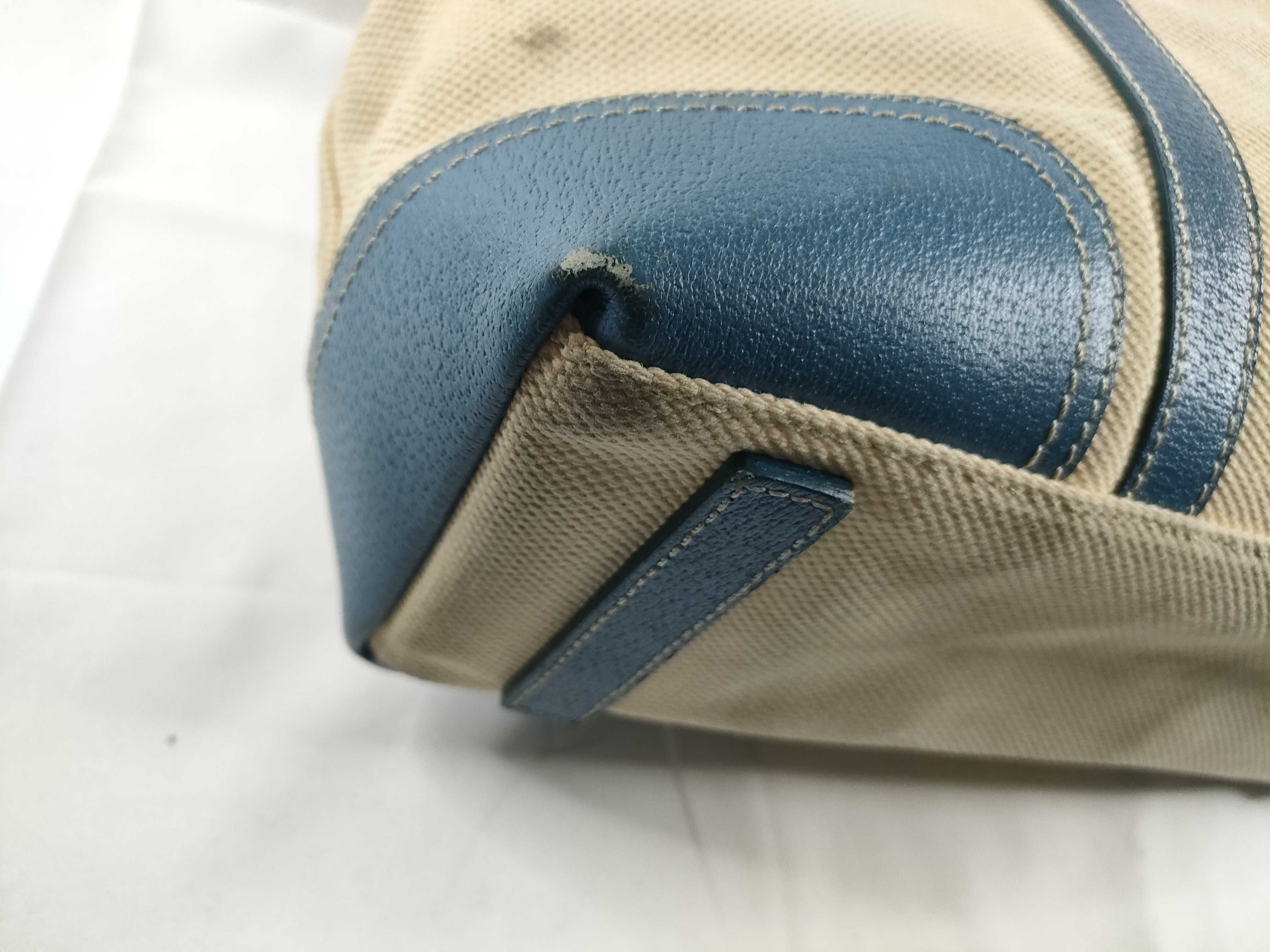 Canvas x Leather Tote Bag Blue Tote Bag — view 3