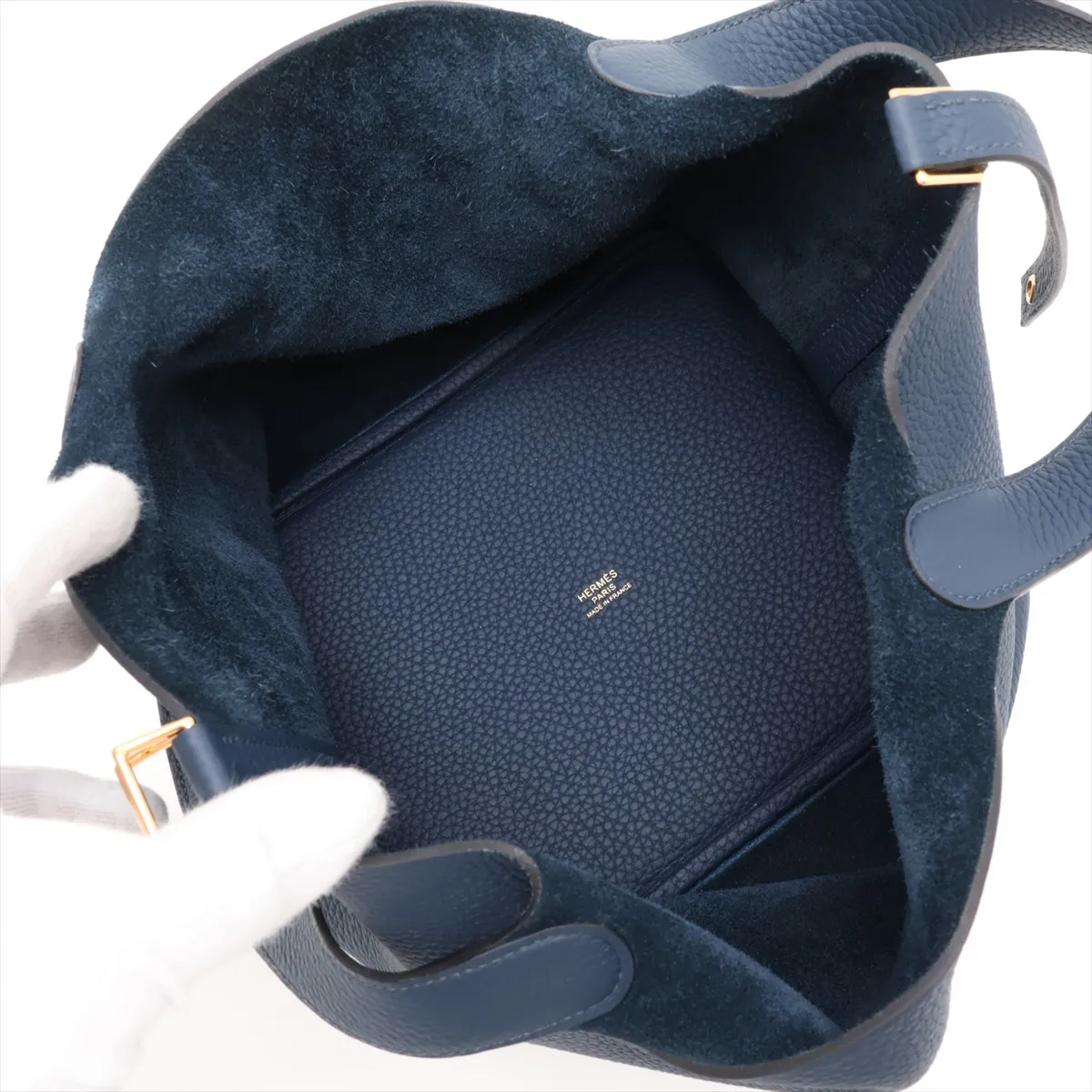 Picotin Lock 22 MM, Taurillon Clemence leather, Deep Blue, Gold hardware, Condition B: 2023 — view 7
