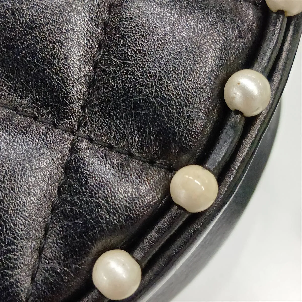 Matelassé Lambskin Chain Shoulder Bag, Round, Black with Gold Hardware, 29315148, Serial Number 29 — view 12