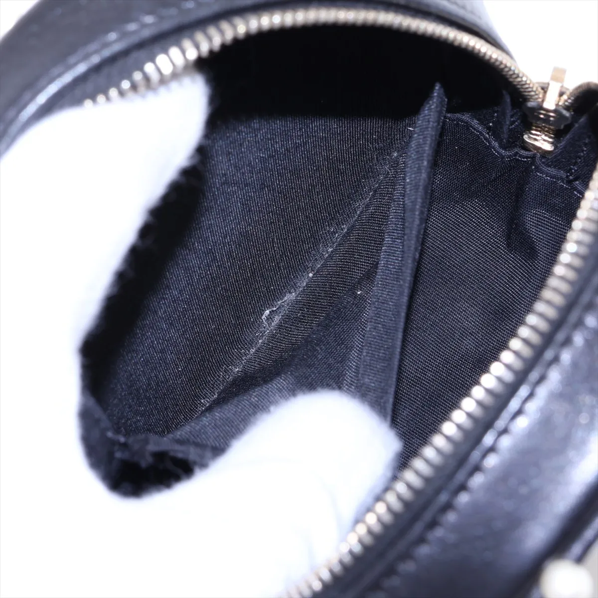 Matelassé Lambskin Chain Shoulder Bag, Round, Black with Gold Hardware, 29315148, Serial Number 29 — view 7