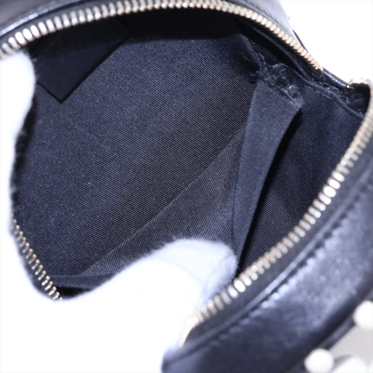 Matelassé Lambskin Chain Shoulder Bag, Round, Black with Gold Hardware, 29315148, Serial Number 29 — view 8
