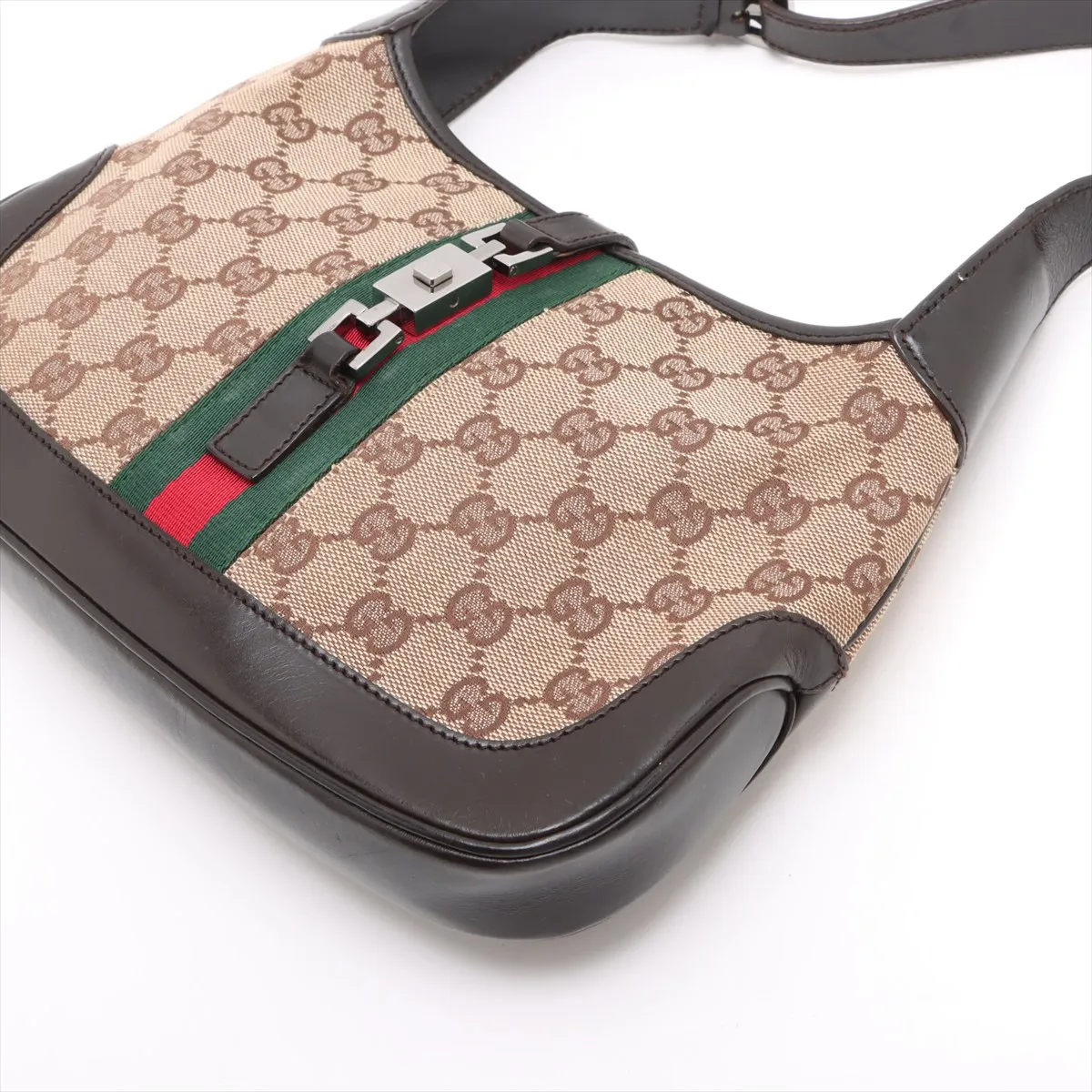 GG Canvas Jackie Canvas x Leather Shoulder Bag Beige x Brown 01147 — view 3