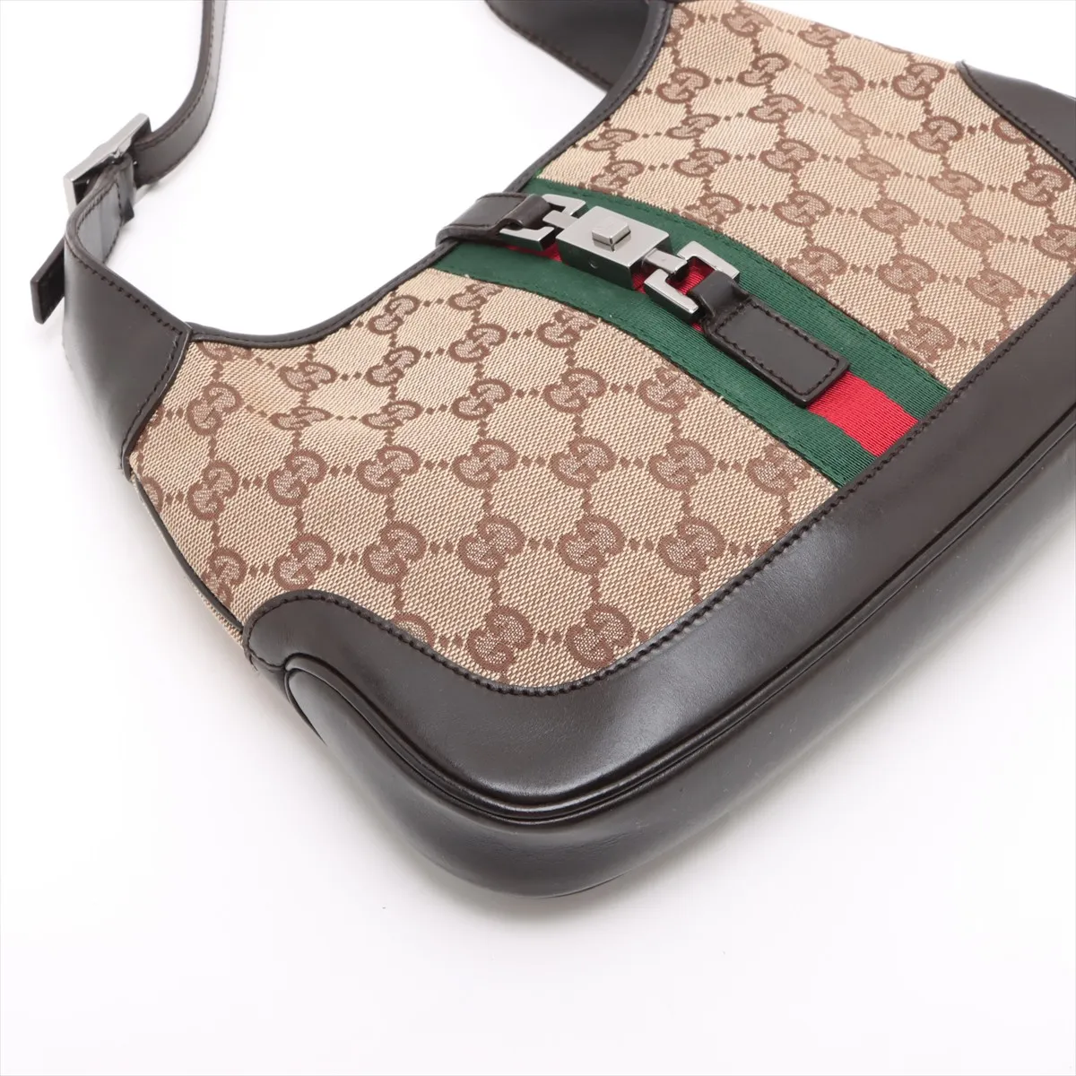 GG Canvas Jackie Canvas x Leather Shoulder Bag Beige x Brown 01147 — view 4
