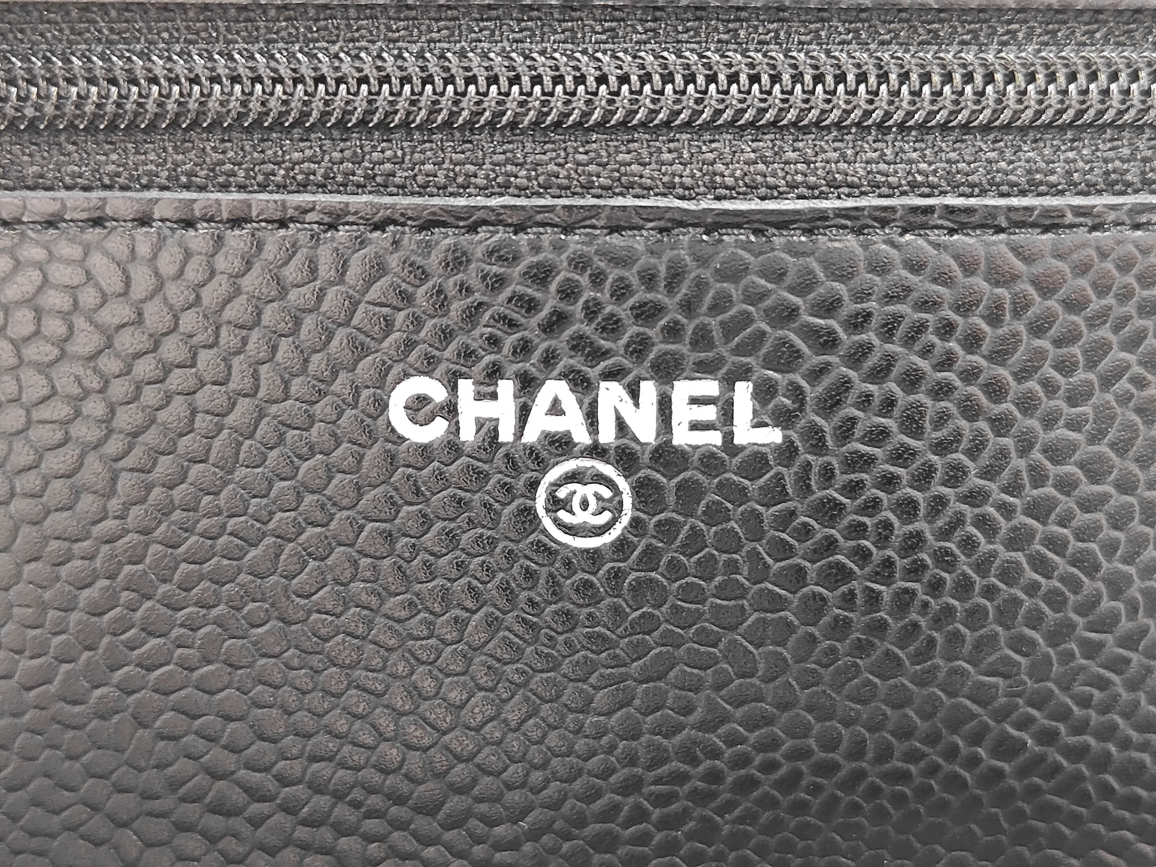 Matelassé Chain Wallet, Caviar Leather, Black, Silver Hardware, Serial Number 25-series, Shoulder Bag — view 12