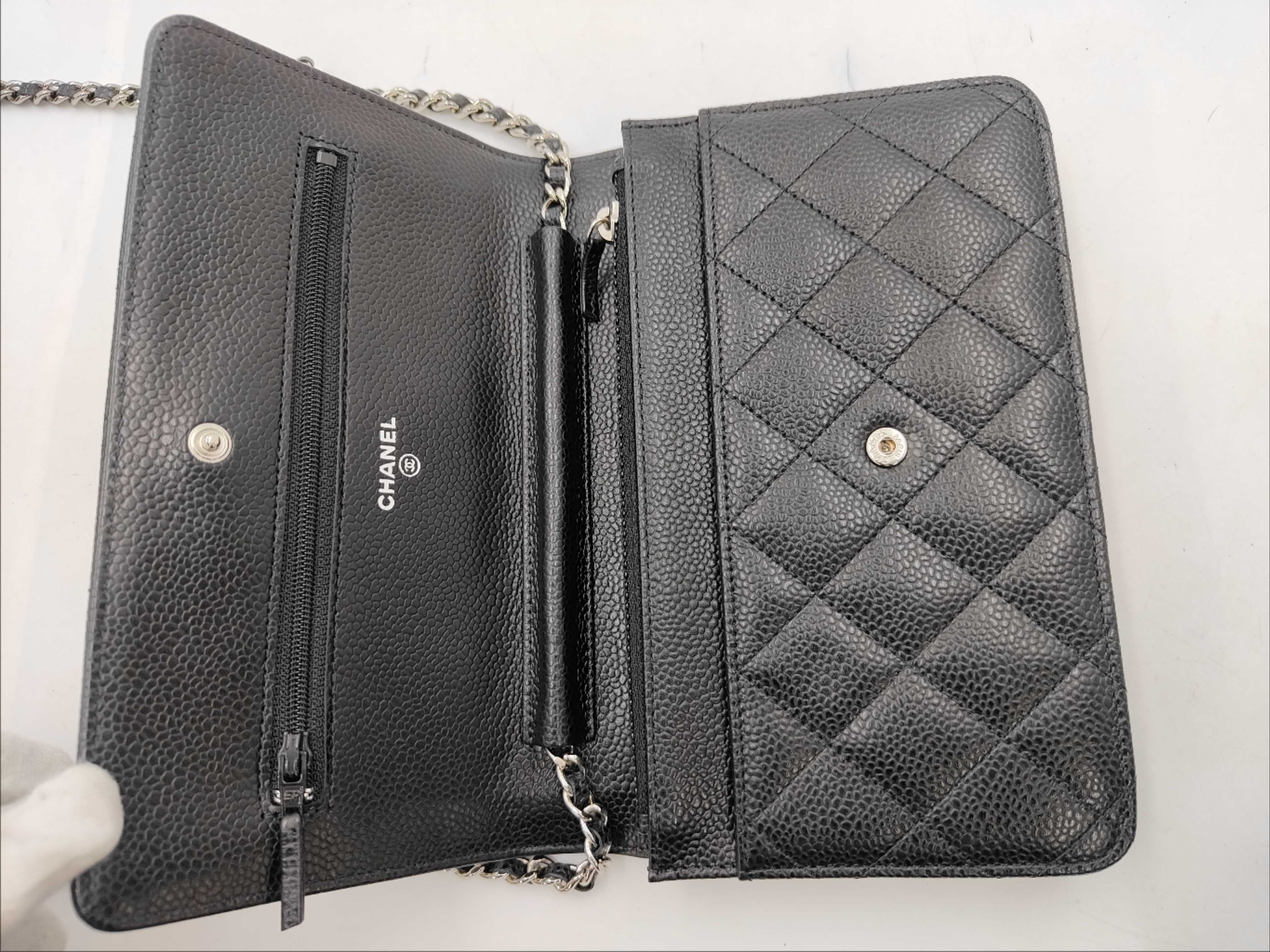 Matelassé Chain Wallet, Caviar Leather, Black, Silver Hardware, Serial Number 25-series, Shoulder Bag — view 6