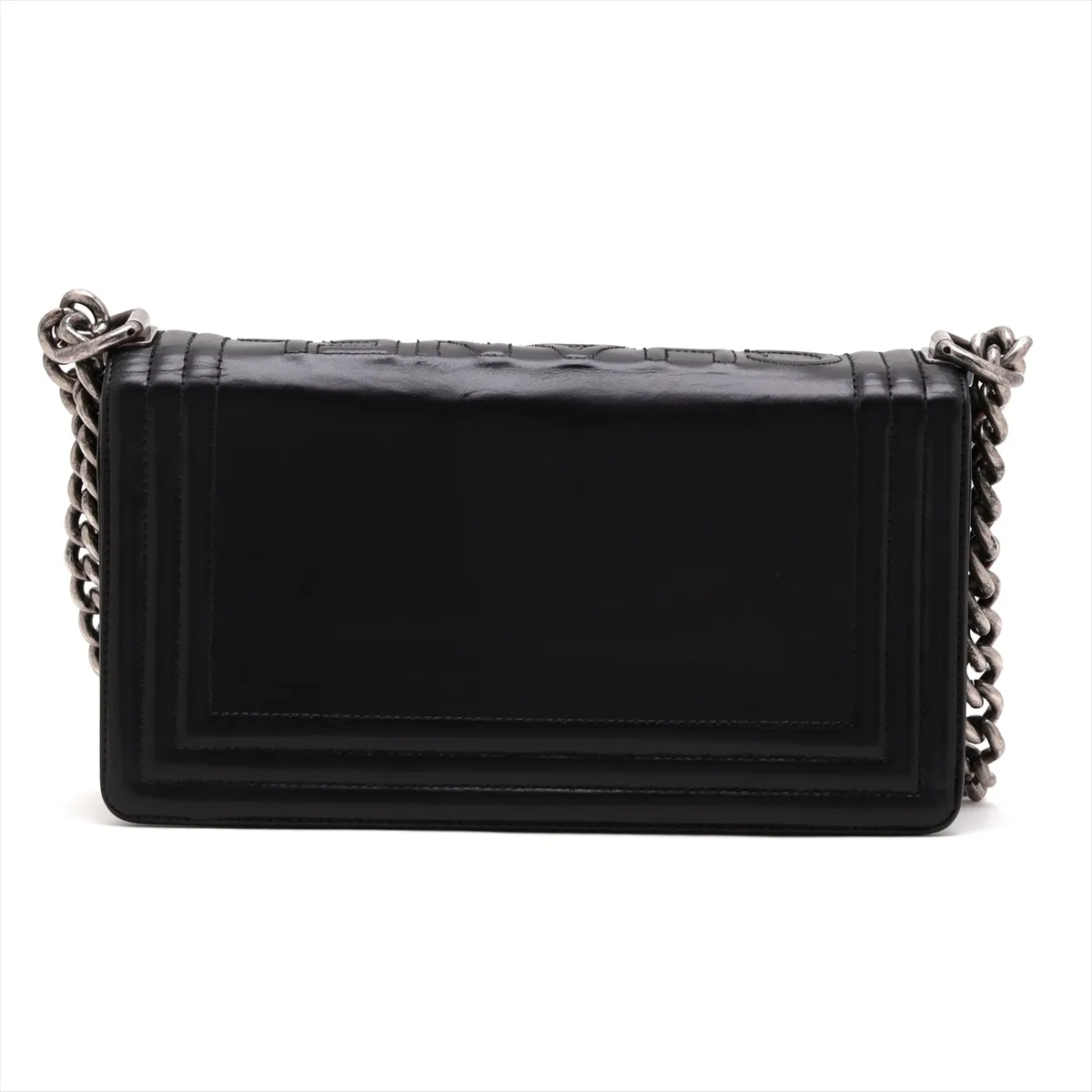 Boy Chanel Leather Chain Shoulder Bag, Logo, Black, Gunmetal Hardware, 15335078, Serial Number 15-series, A67086 — view 2
