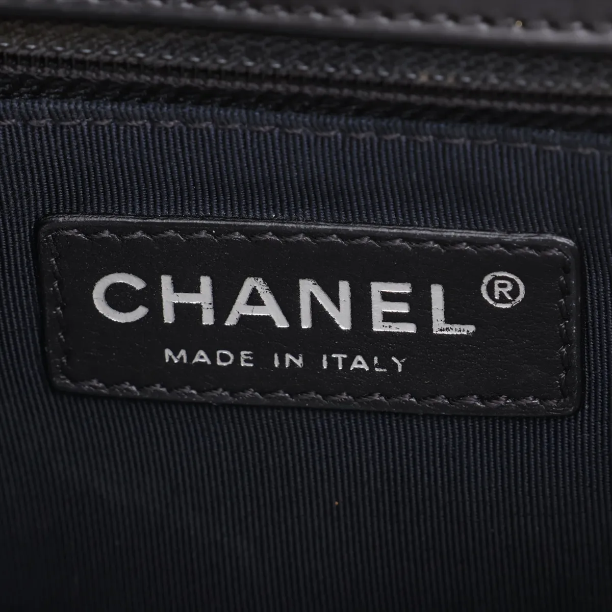 Boy Chanel Leather Chain Shoulder Bag, Logo, Black, Gunmetal Hardware, 15335078, Serial Number 15-series, A67086 — view 9