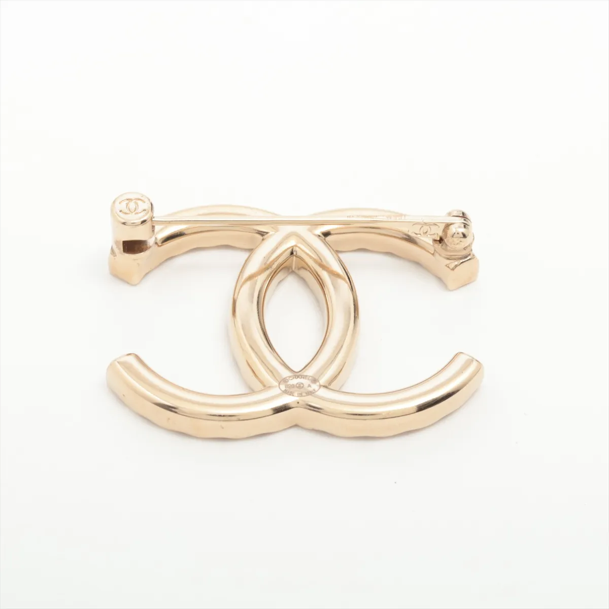 Coco Mark B20A Brooch, Gold Plated with Rhinestones, Shows wear, tarnishing, and discoloration. — view 2