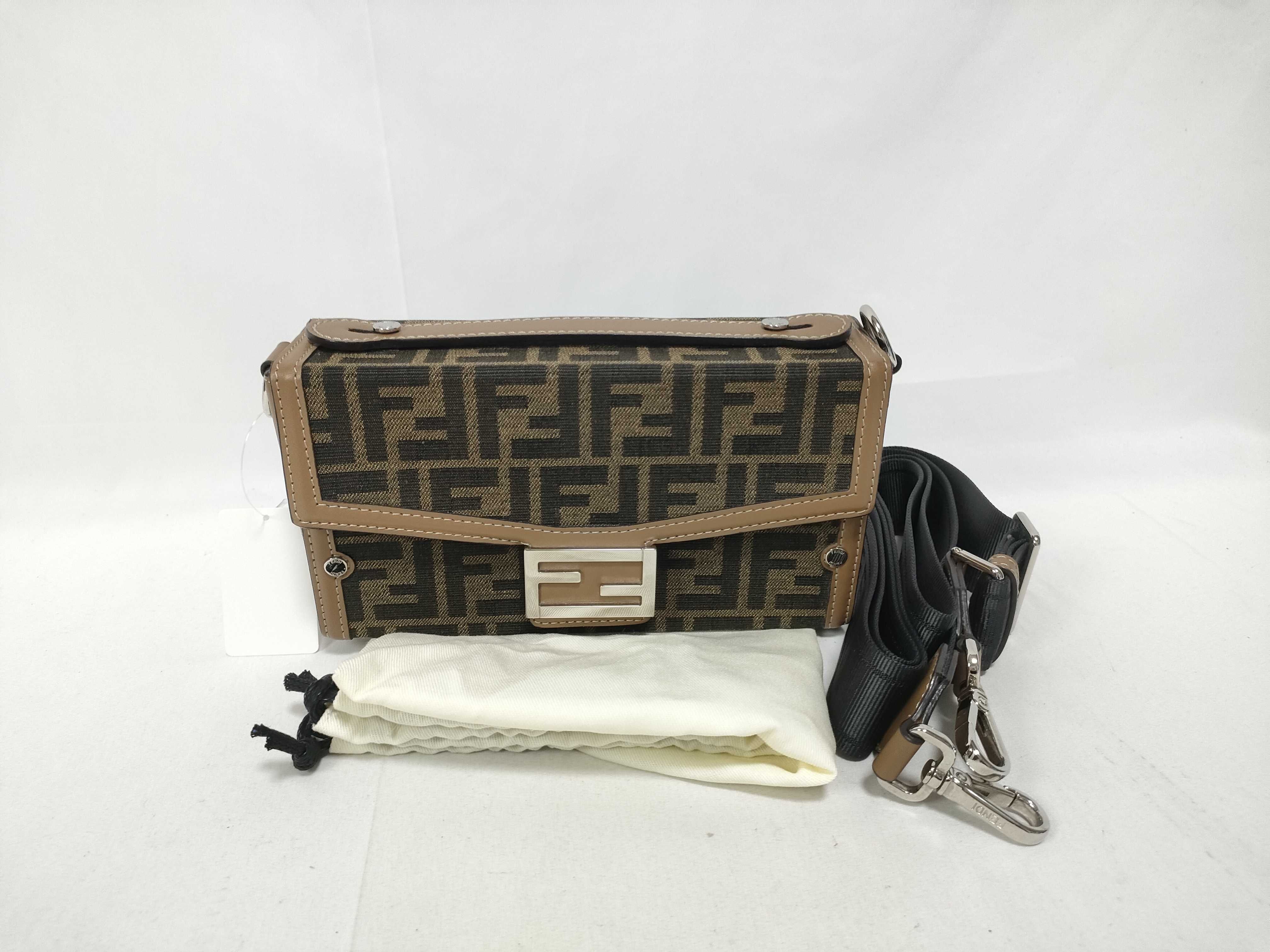 Bucket Soft Trunk Shoulder Bag, Zucca Pattern, Brown, 7VA565, with dust bag.