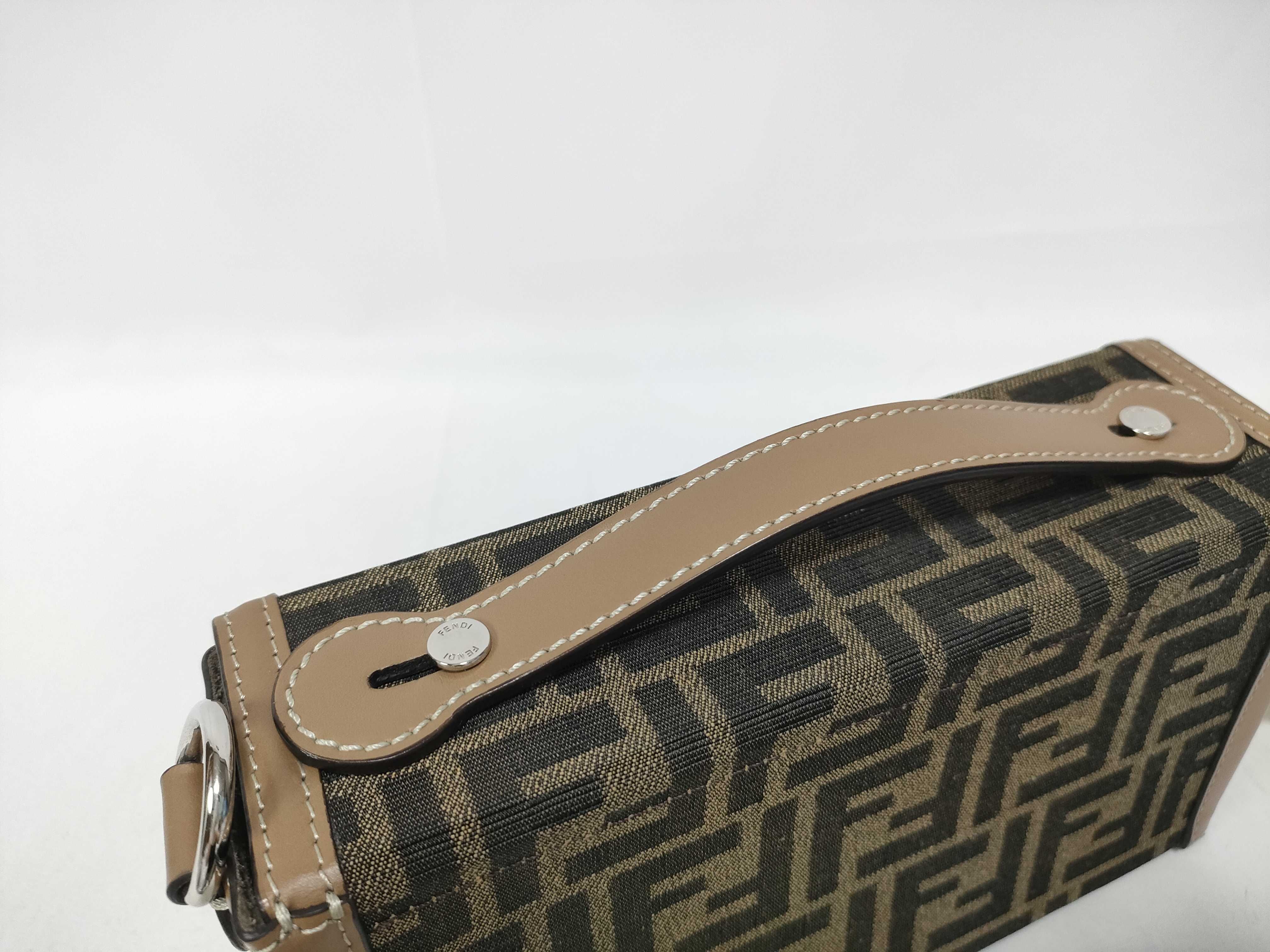 Bucket Soft Trunk Shoulder Bag, Zucca Pattern, Brown, 7VA565, with dust bag. — view 8