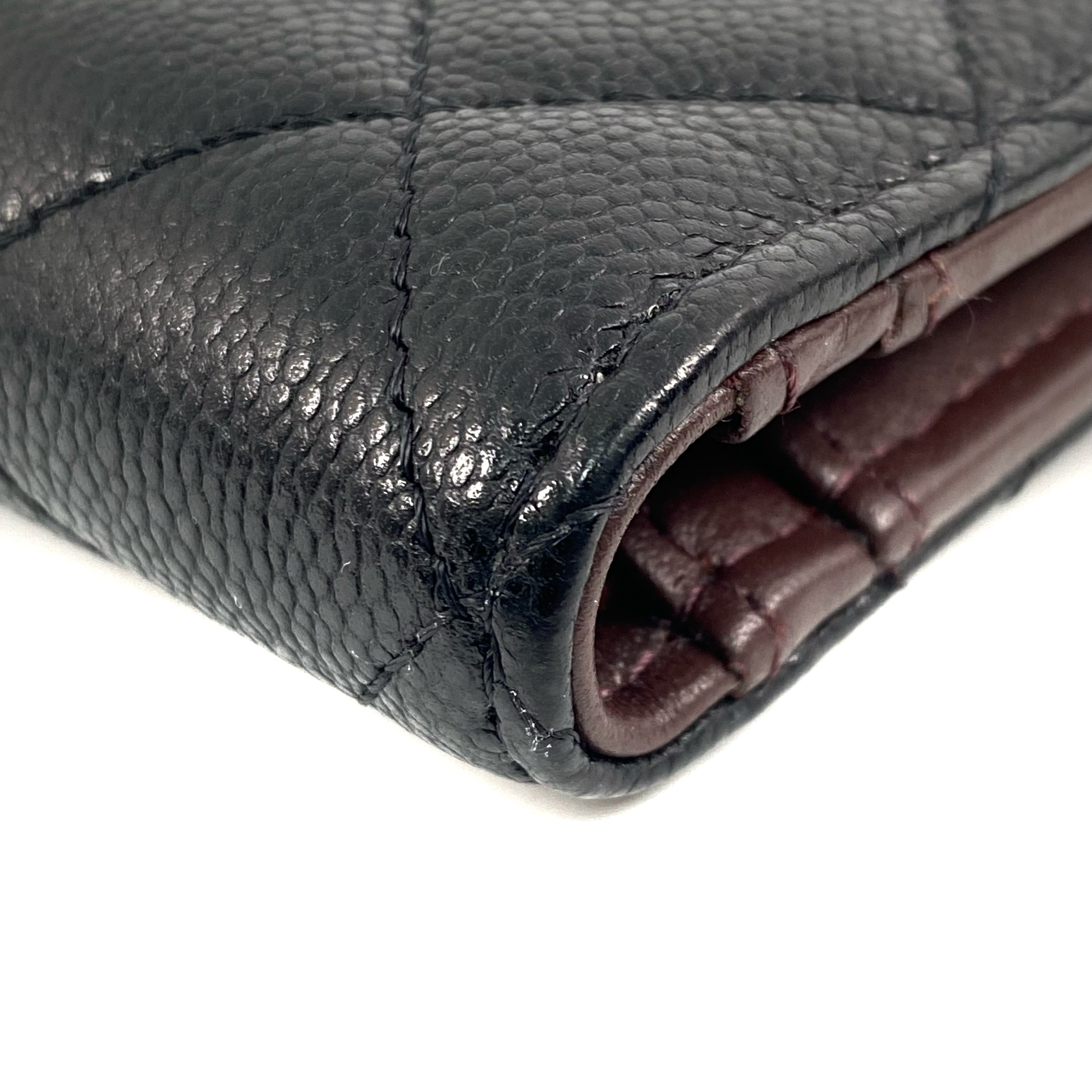 【*Shipped from: Hong Kong*】CHANEL ( ) Black Caviar Skin Bi-fold Wallet AP3388 Billfold — view 9
