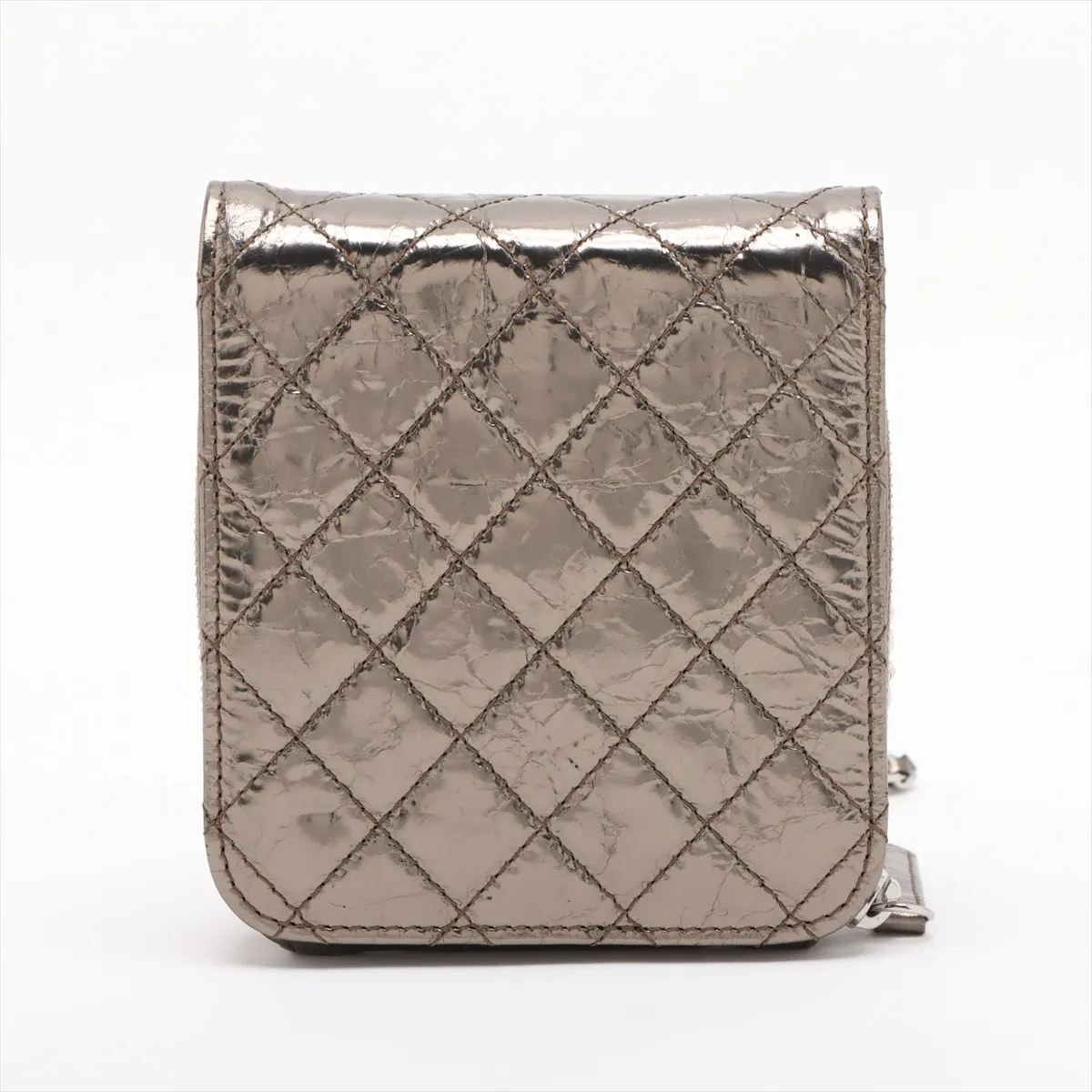 Matelassé Vintage Calfskin Chain Shoulder Bag, Gold with Silver Hardware, Item No. 16247469 (Serial Number 16) — view 2