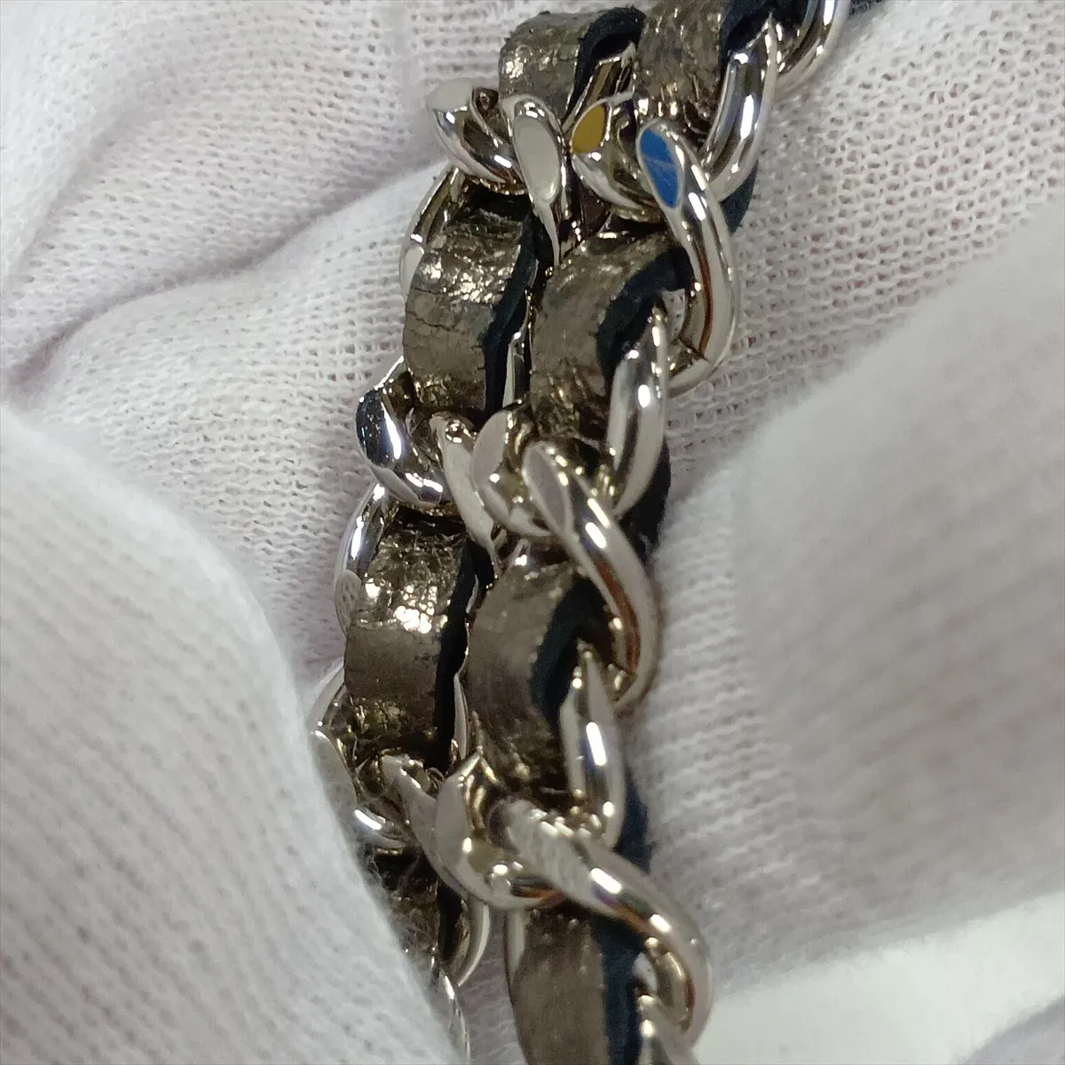 Matelassé Vintage Calfskin Chain Shoulder Bag, Gold with Silver Hardware, Item No. 16247469 (Serial Number 16) — view 11