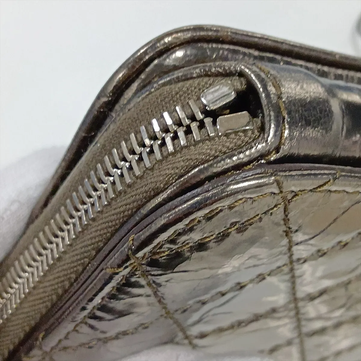Matelassé Vintage Calfskin Chain Shoulder Bag, Gold with Silver Hardware, Item No. 16247469 (Serial Number 16) — view 10