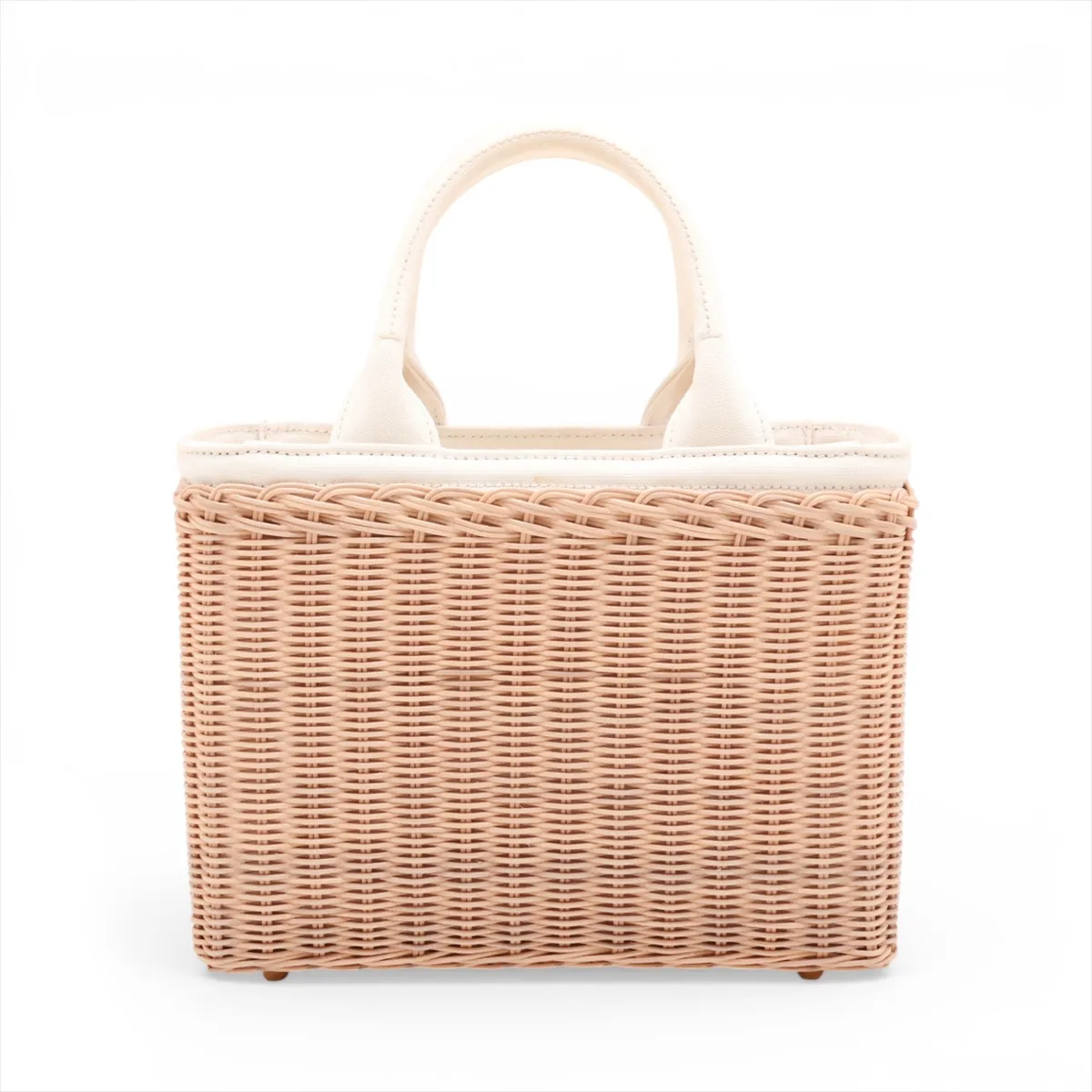 Canapa Wicker Rattan x Canvas 2-Way Handbag Beige 1BG835 Unsigned Guarantee Card — view 2