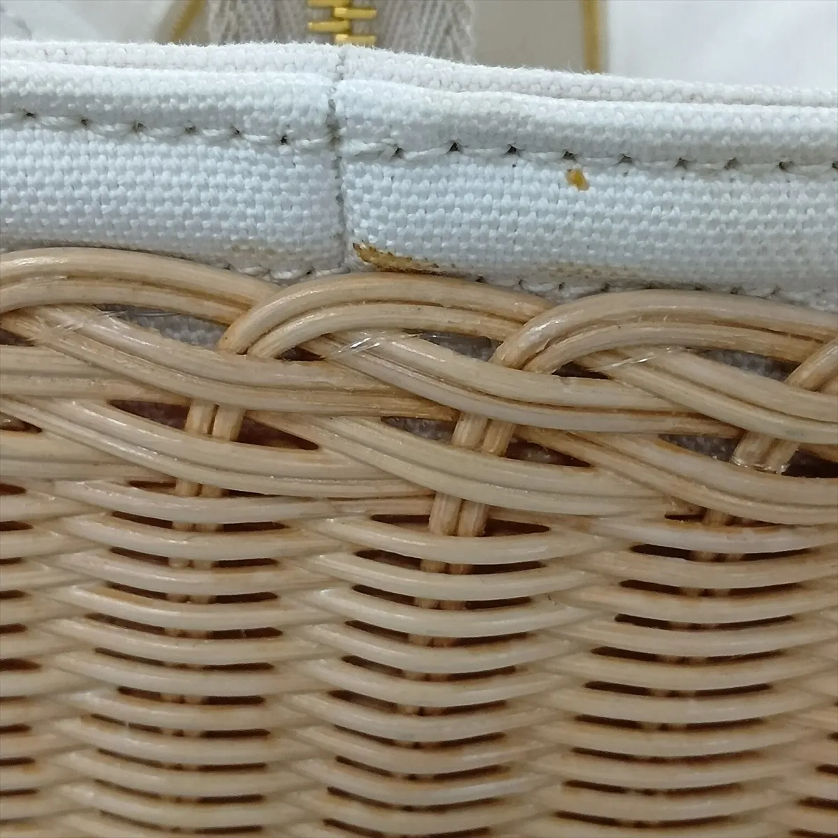 Canapa Wicker Rattan x Canvas 2-Way Handbag Beige 1BG835 Unsigned Guarantee Card — view 13