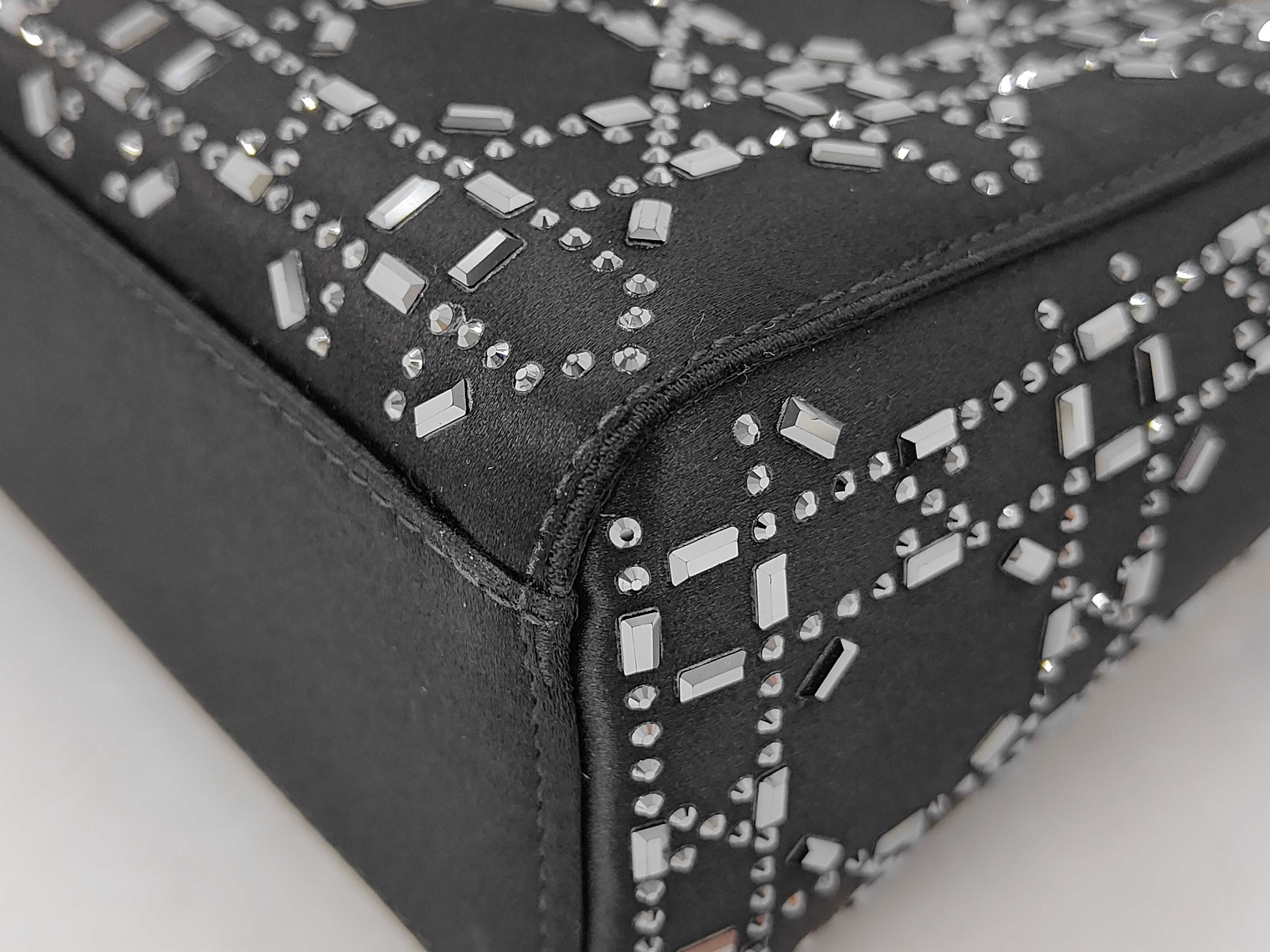 Lady Dior Small Satin x Rhinestone 2-Way Black Handbag — view 3