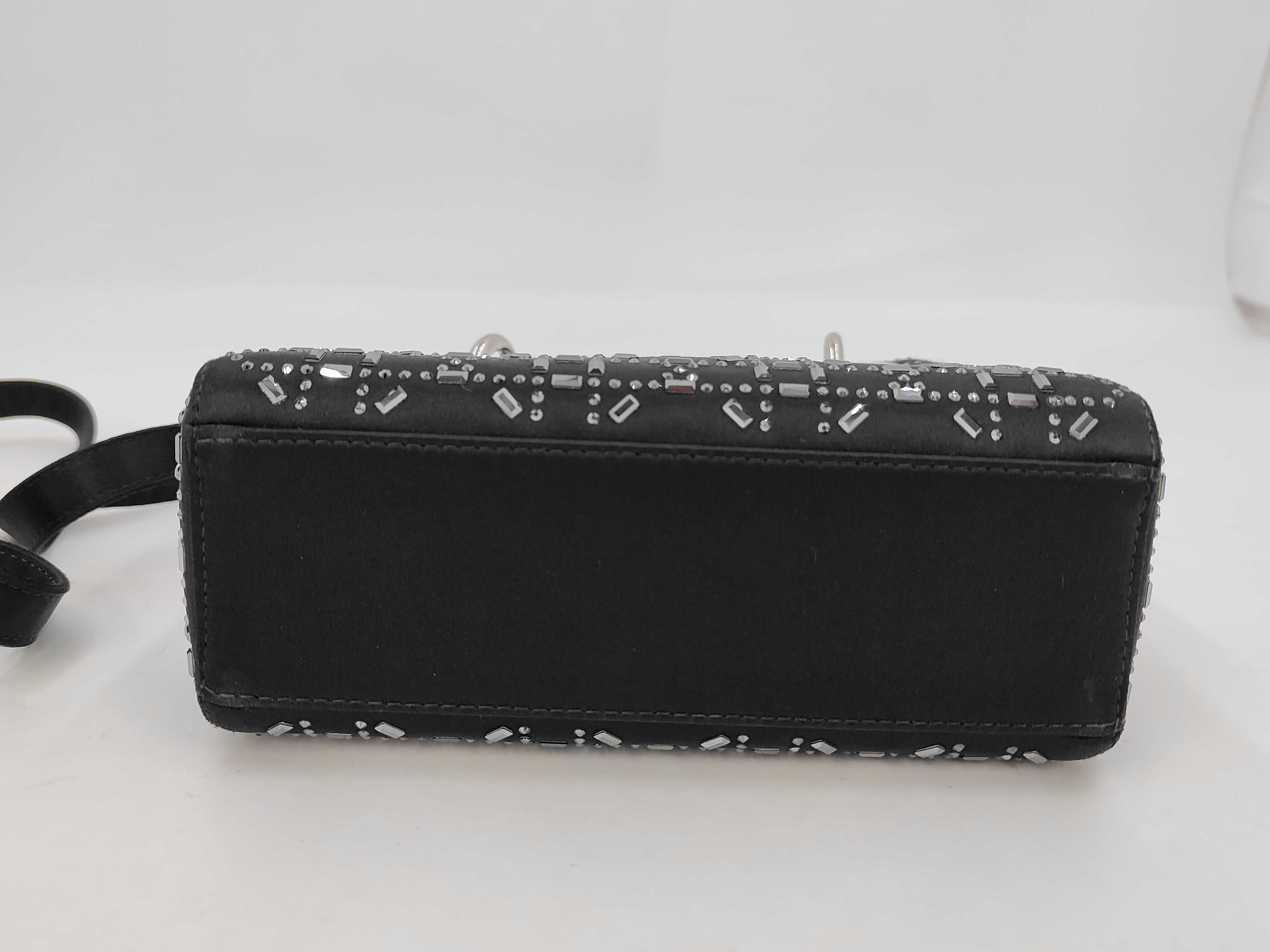 Lady Dior Small Satin x Rhinestone 2-Way Black Handbag — view 4