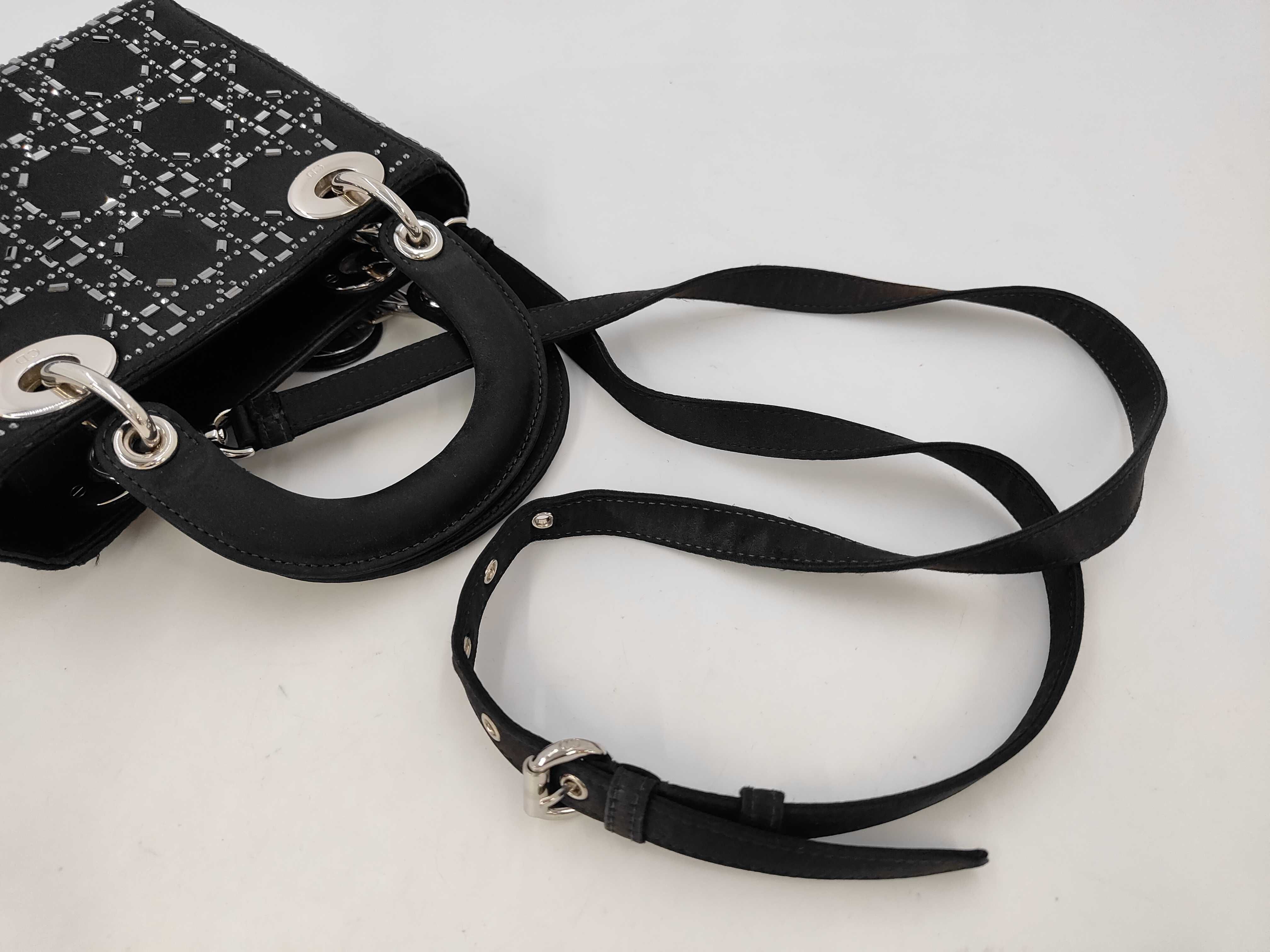 Lady Dior Small Satin x Rhinestone 2-Way Black Handbag — view 5