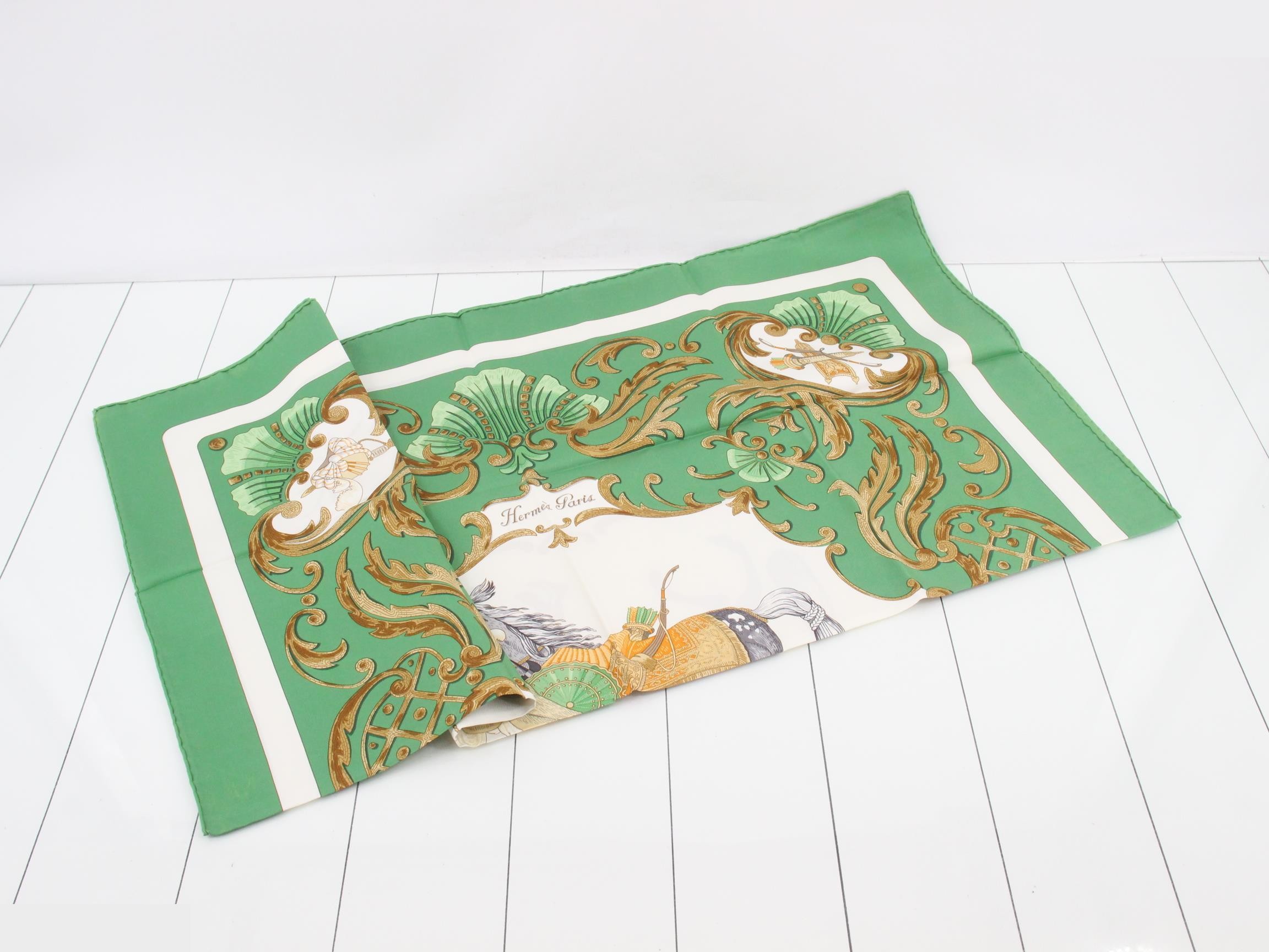 Hermès Carre 90 Large Scarf, Green, Turkish Horse, Silk — view 3