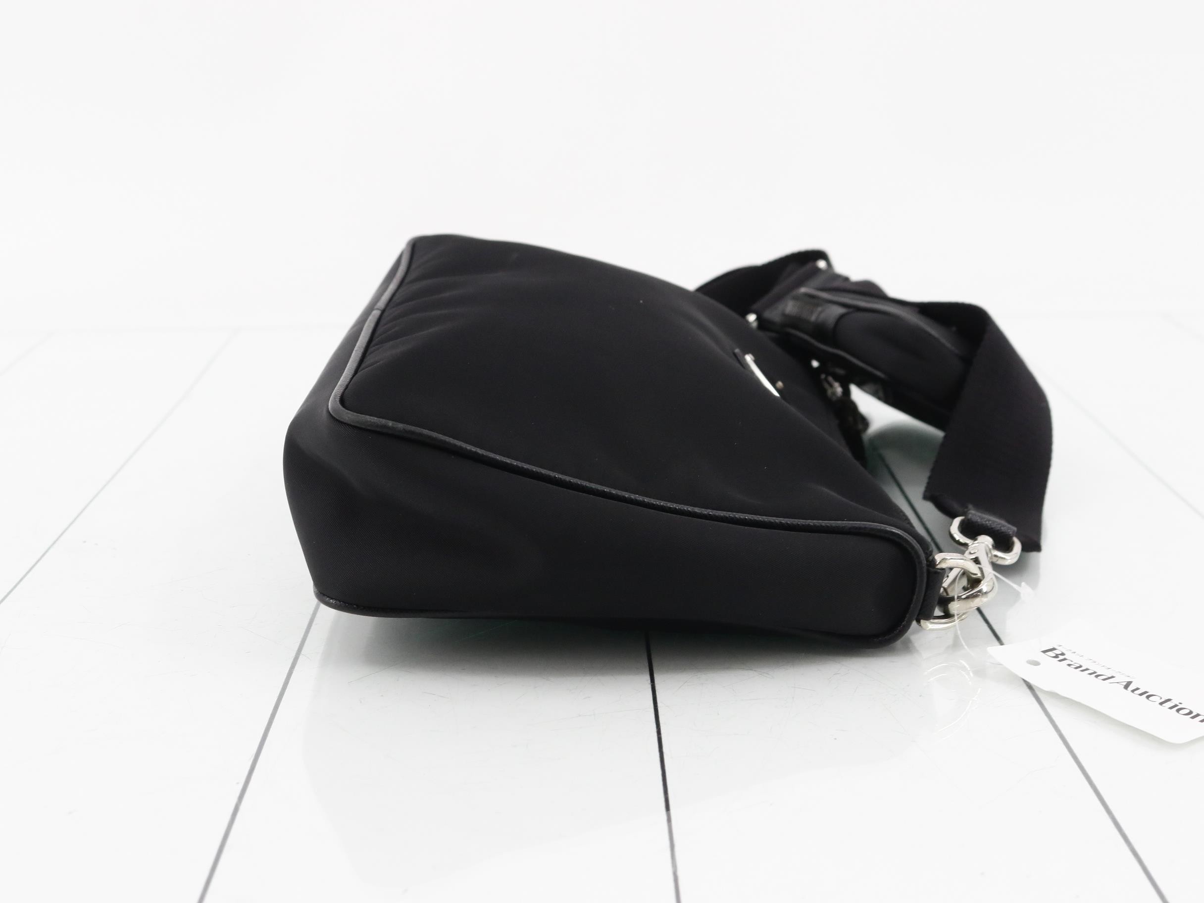 Nylon shoulder bag with pouch, black — view 3