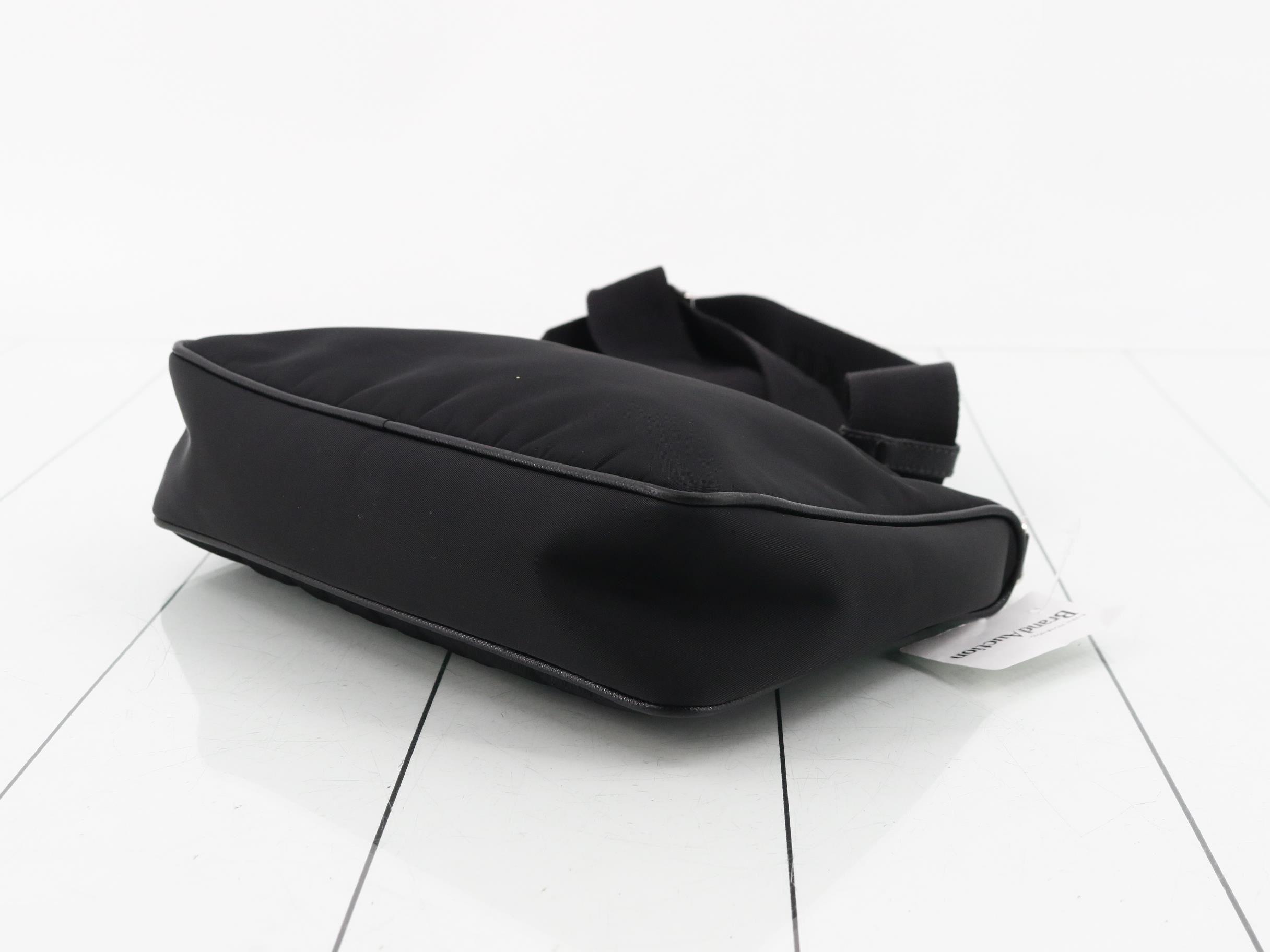 Nylon shoulder bag with pouch, black — view 6
