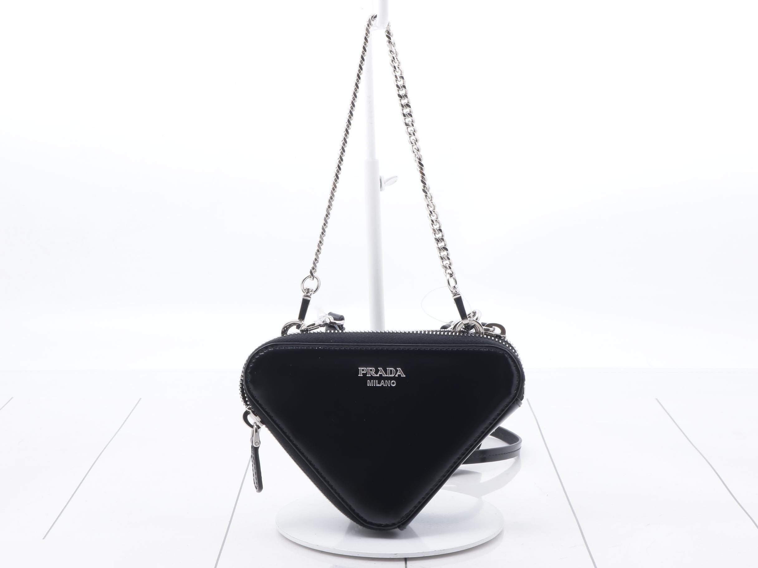 Triangle Shoulder Bag, Leather, Black — view 2